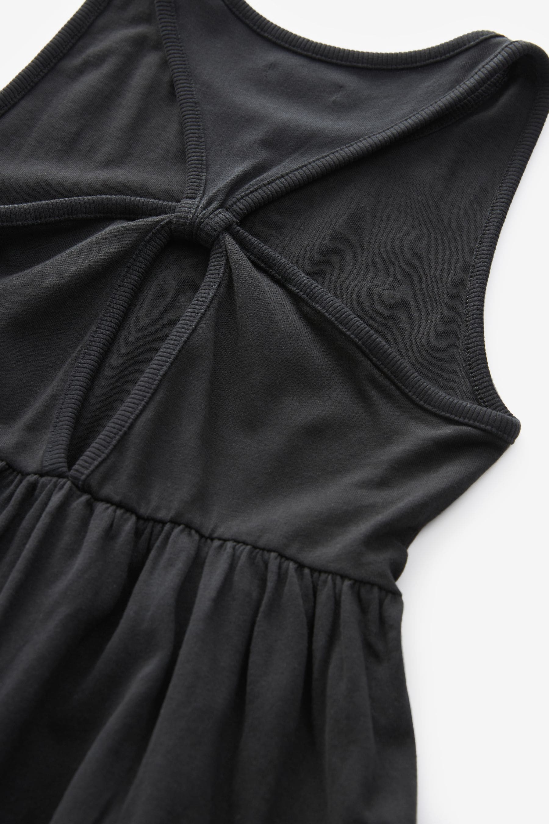 Black Jersey Back Detail Tiered Dress (3-16yrs)