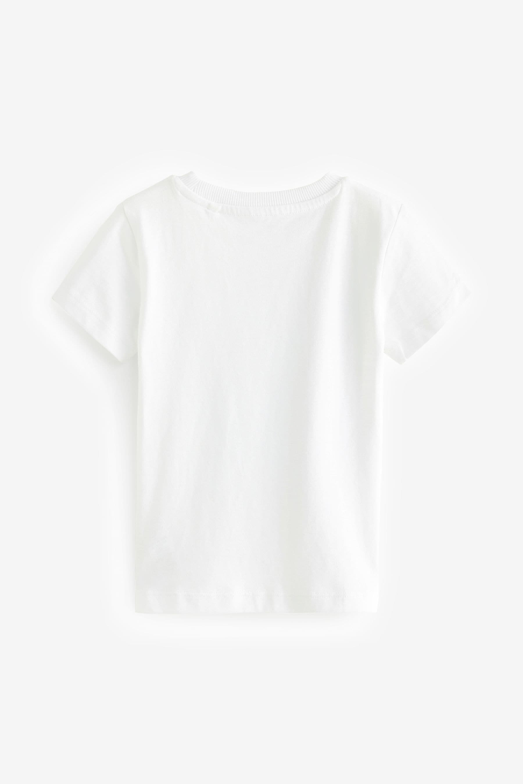 White Pixel Bear Short Sleeve Character T-Shirt (3mths-7yrs)