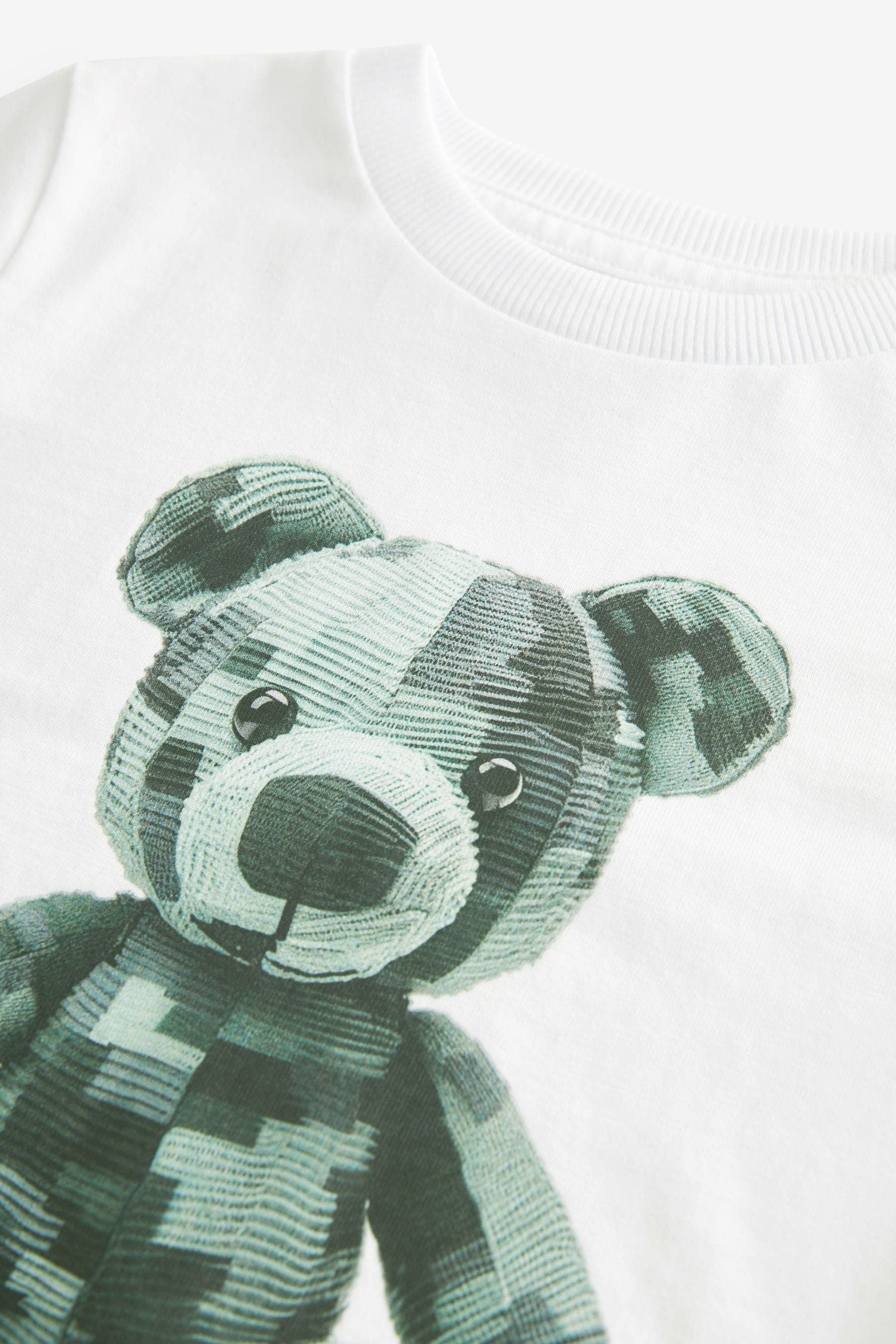 White Pixel Bear Short Sleeve Character T-Shirt (3mths-7yrs)