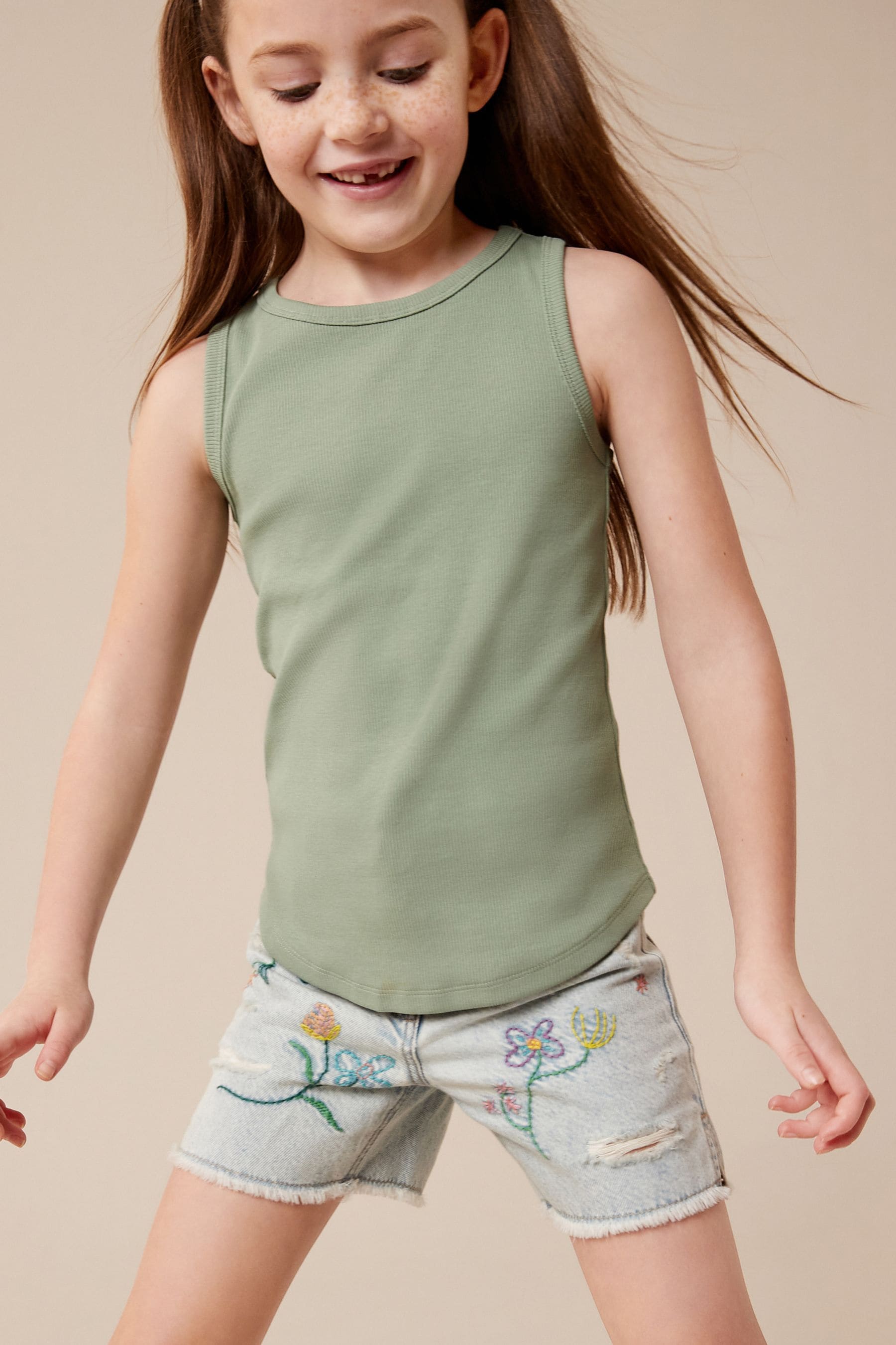 Green Rib Vest (3-16yrs)