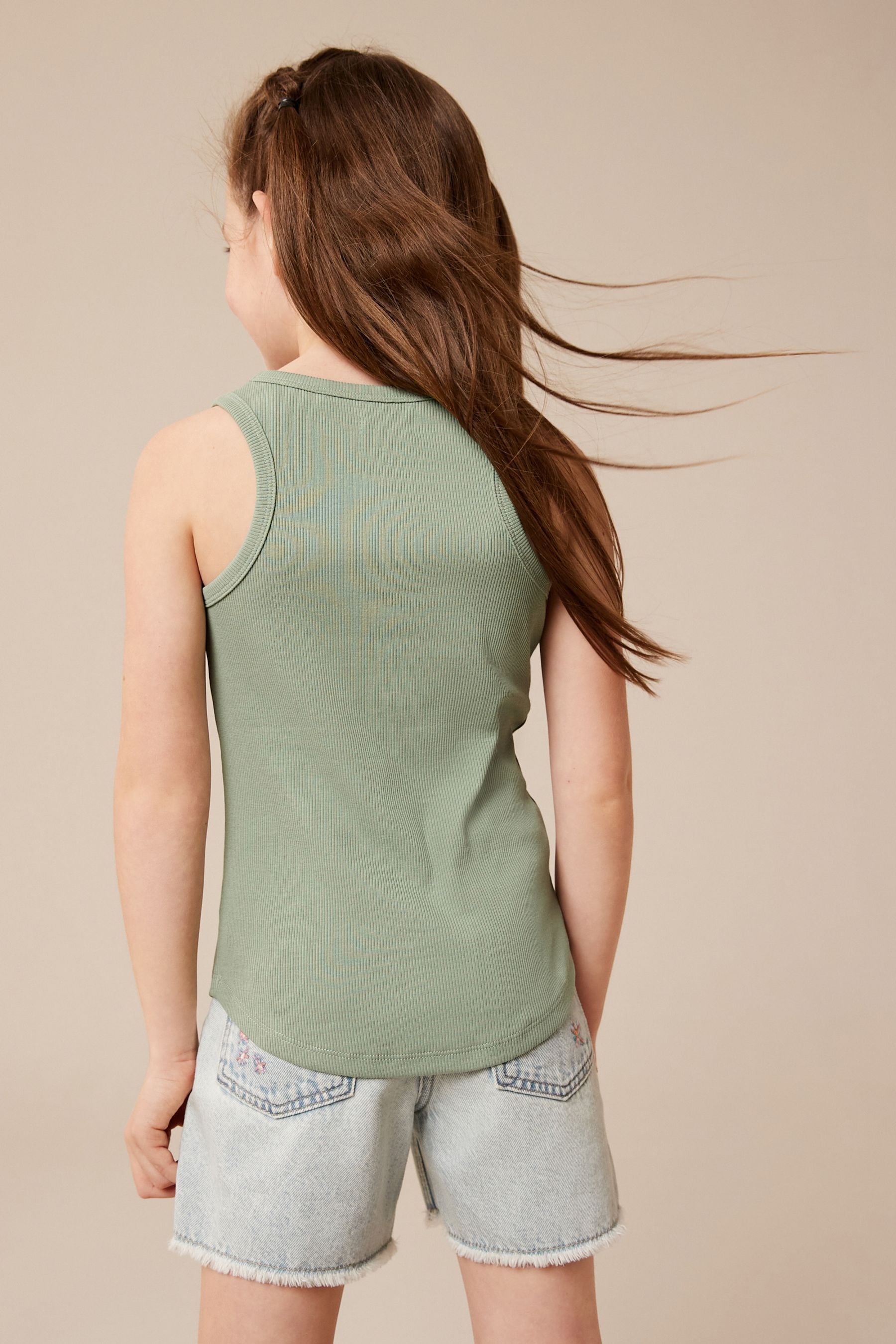 Green Rib Vest (3-16yrs)