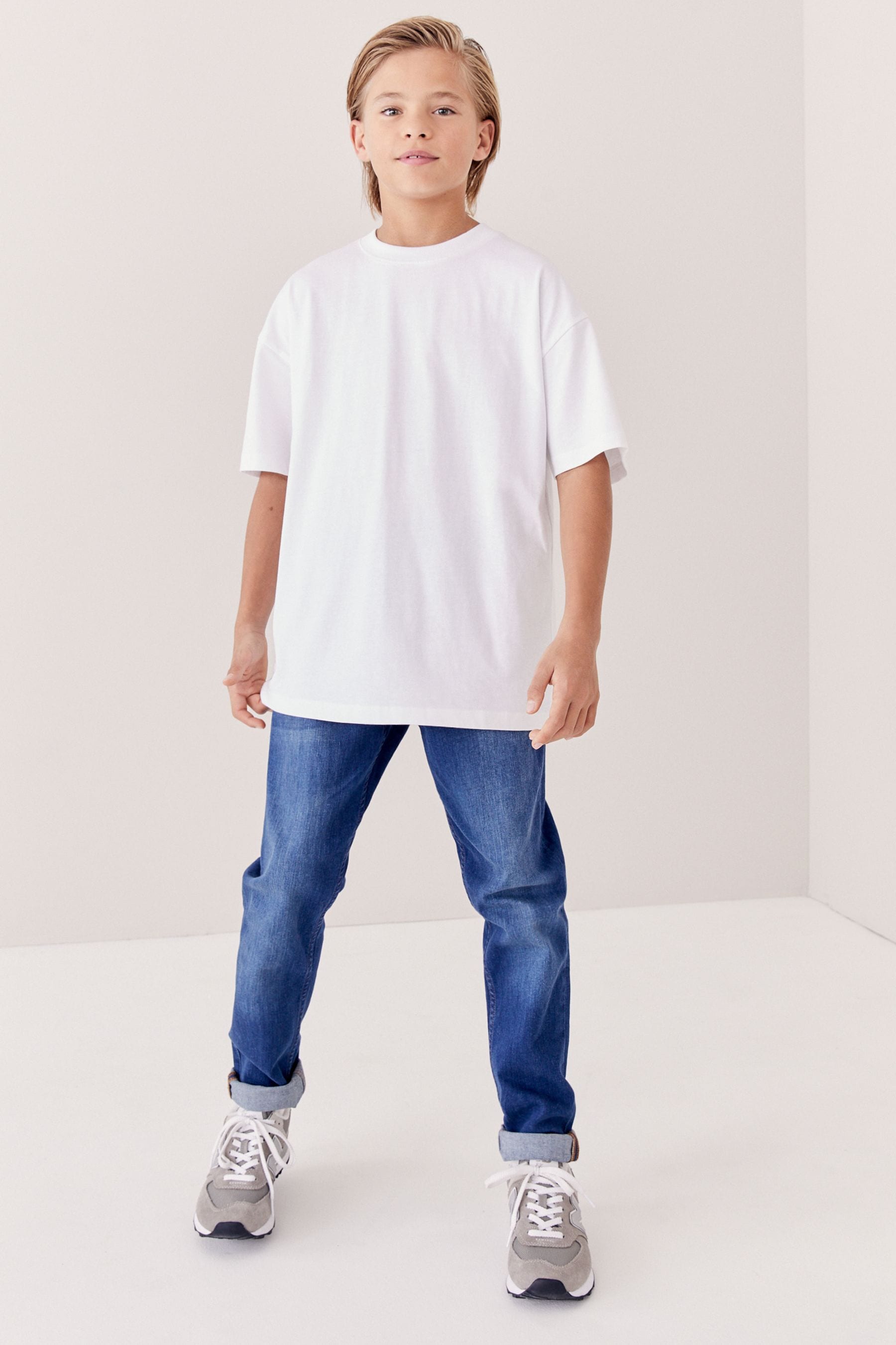 White Oversized Cotton Short Sleeve T-Shirt (3-16yrs)