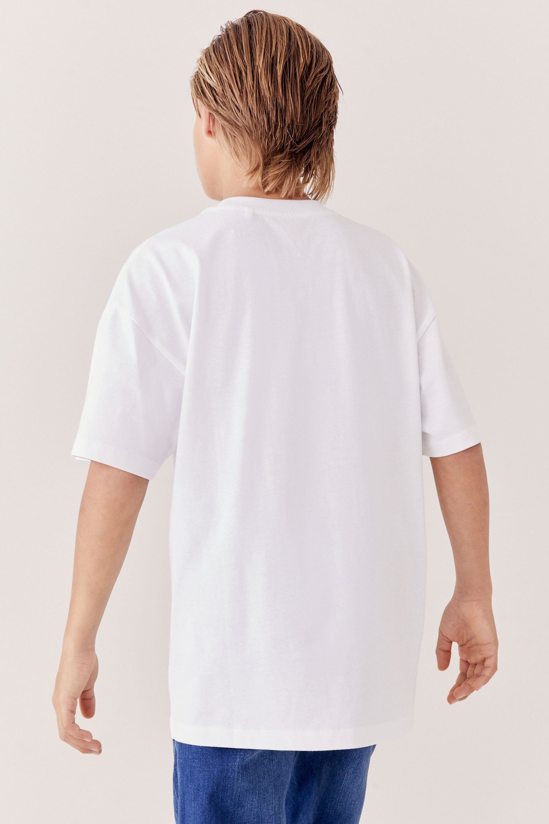 White Oversized Cotton Short Sleeve T-Shirt (3-16yrs)