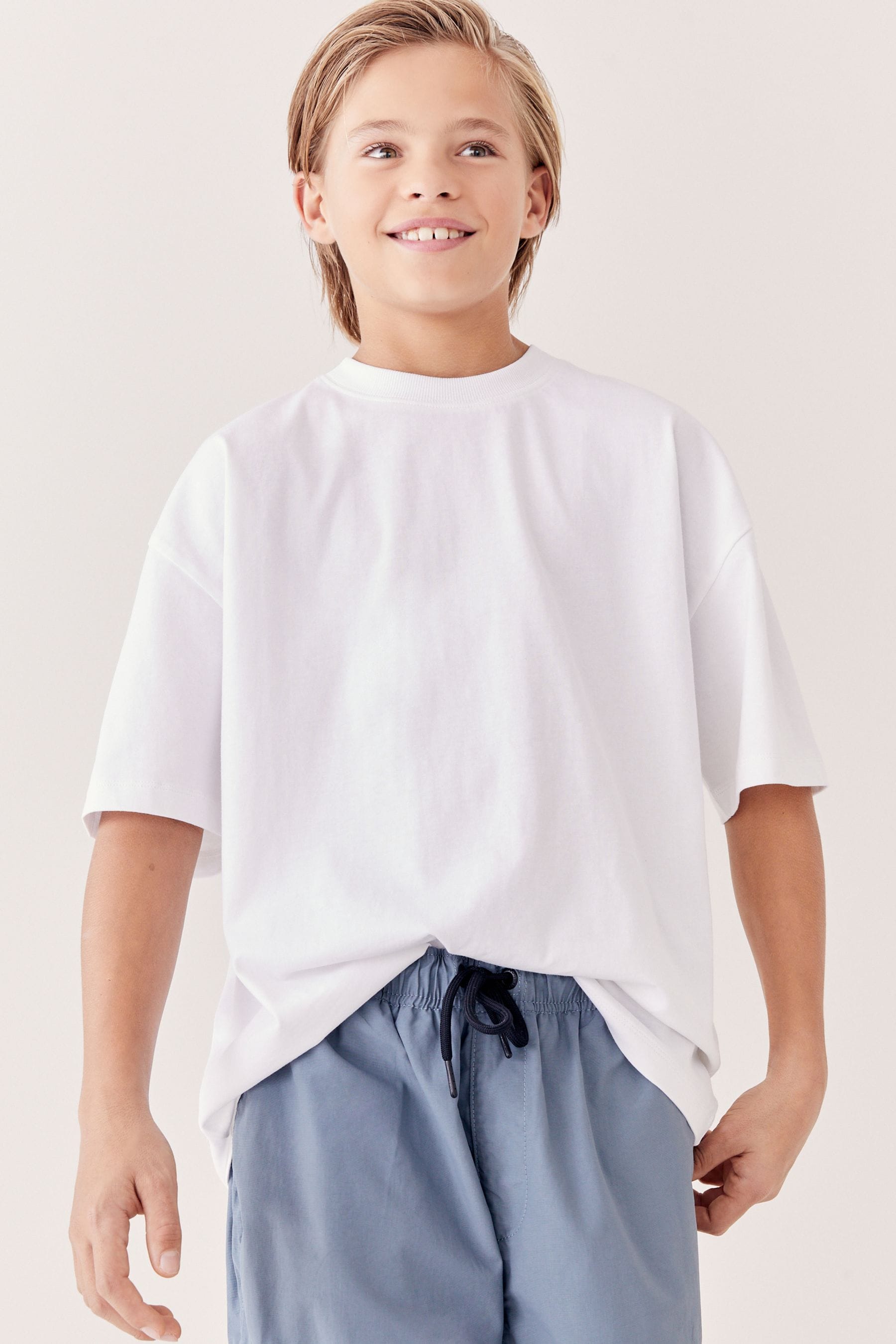 White Oversized Cotton Short Sleeve T-Shirt (3-16yrs)