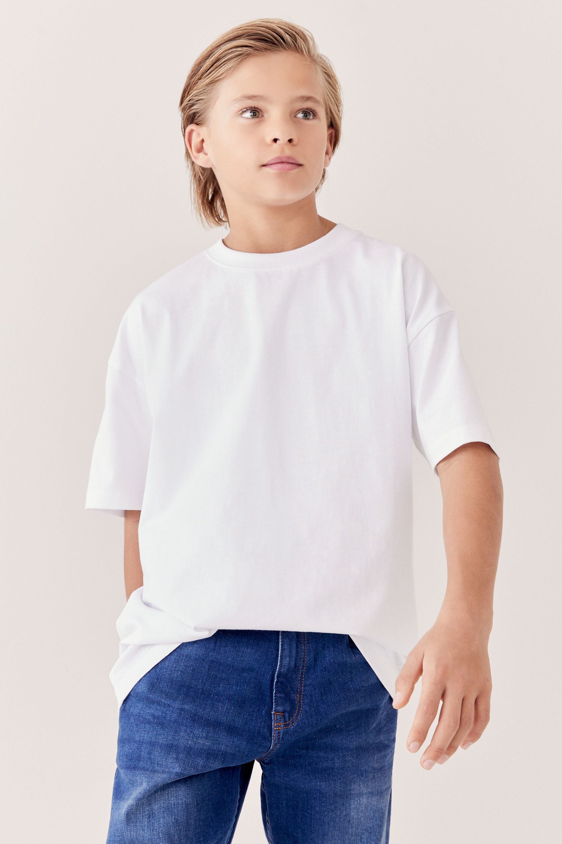 White Oversized Cotton Short Sleeve T-Shirt (3-16yrs)