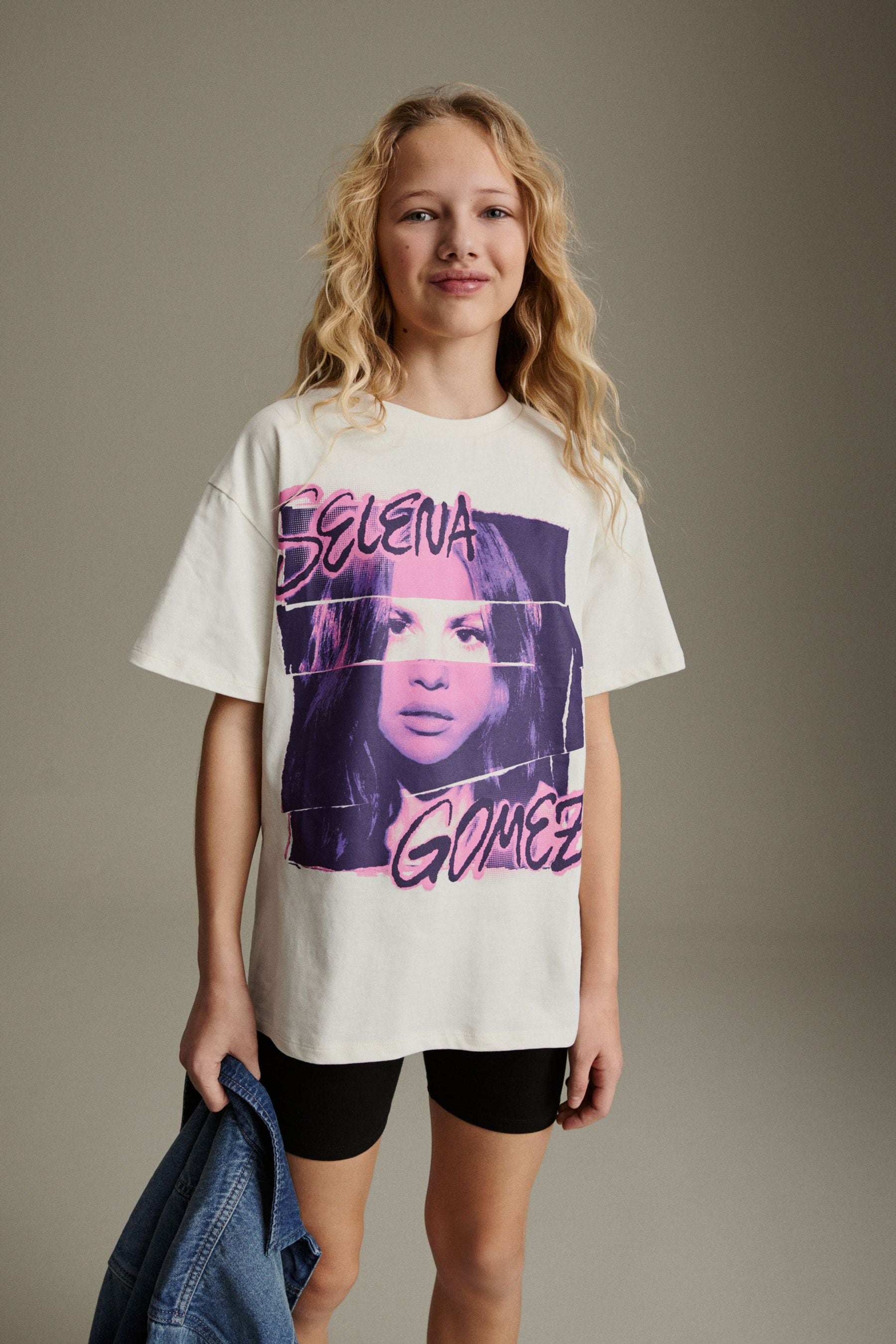 Ecru Selena Gomez Oversized License T-Shirt (3-16yrs)