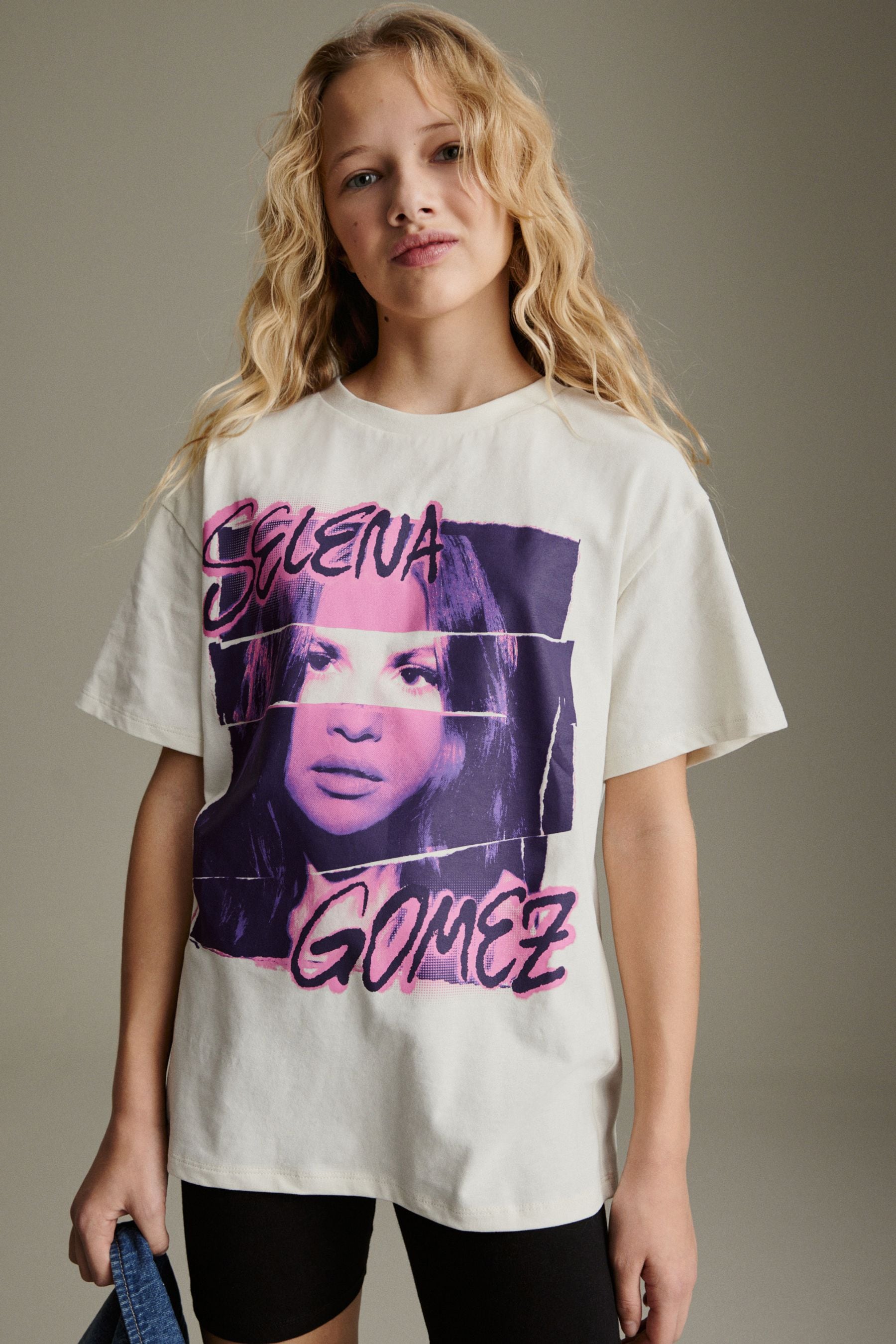 Ecru Selena Gomez Oversized License T-Shirt (3-16yrs)