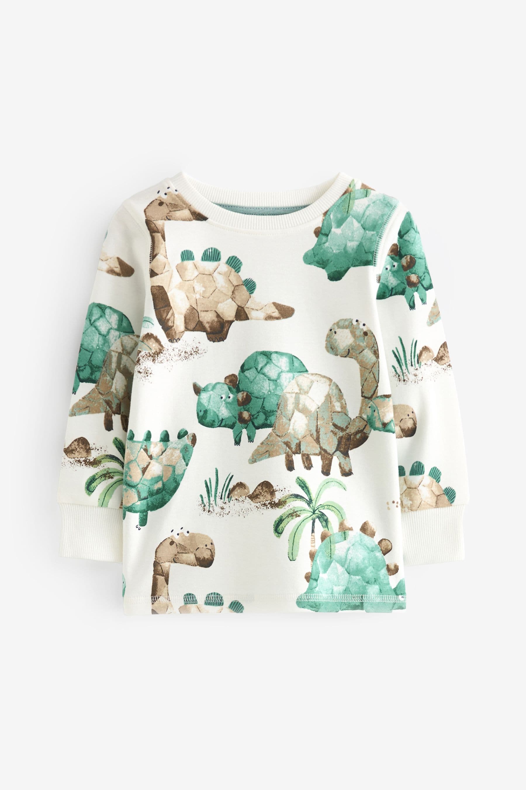 Blue/Ecru Cream Dinosaur Long Sleeve 3 Pack Pyjamas Set (9mths-8yrs)