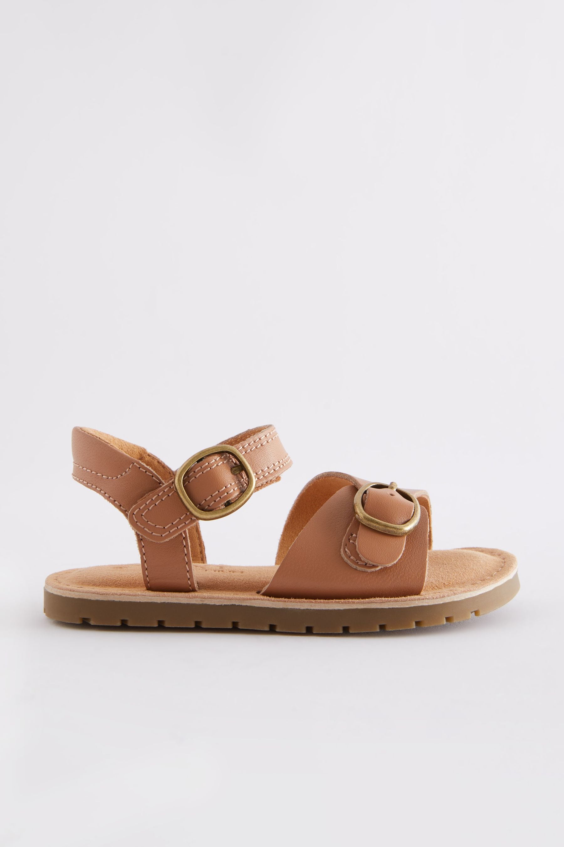 Brown Leather Buckle Sandals