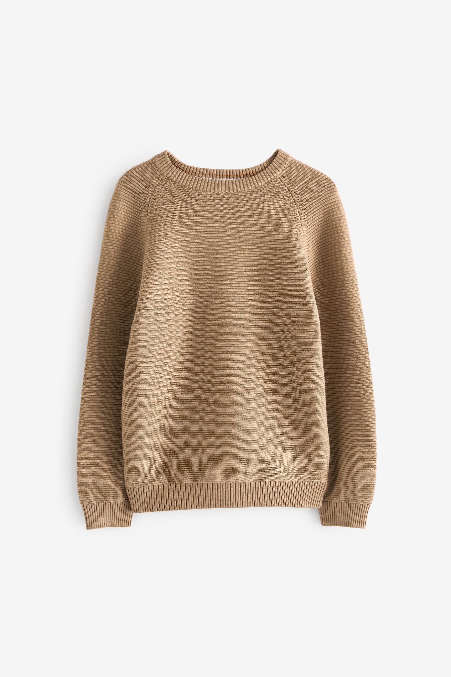 Neutral/Tan Textured Crew Jumper (3-16yrs)