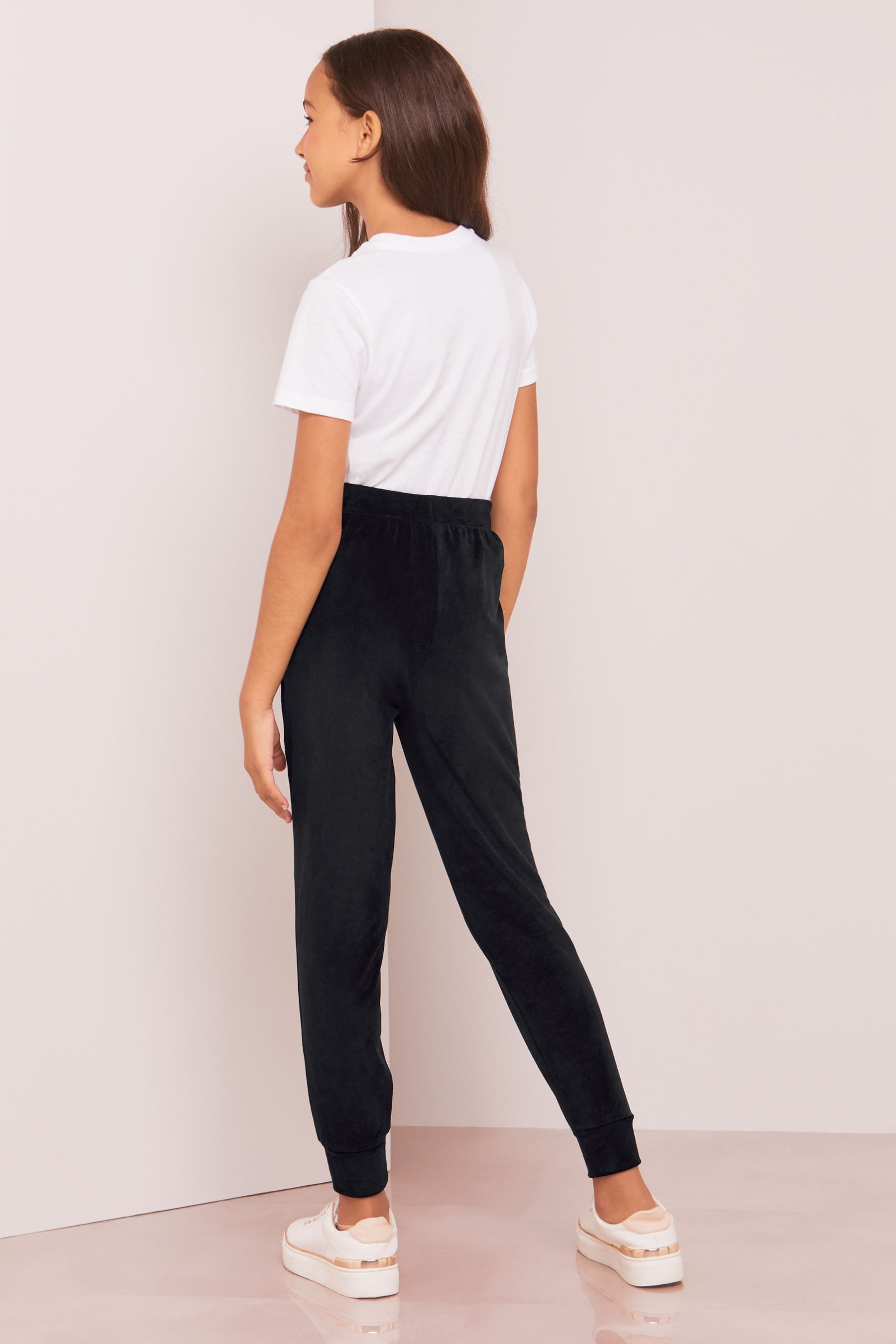 Black Lipsy Embellished Super Soft Cuffed Velour Joggers