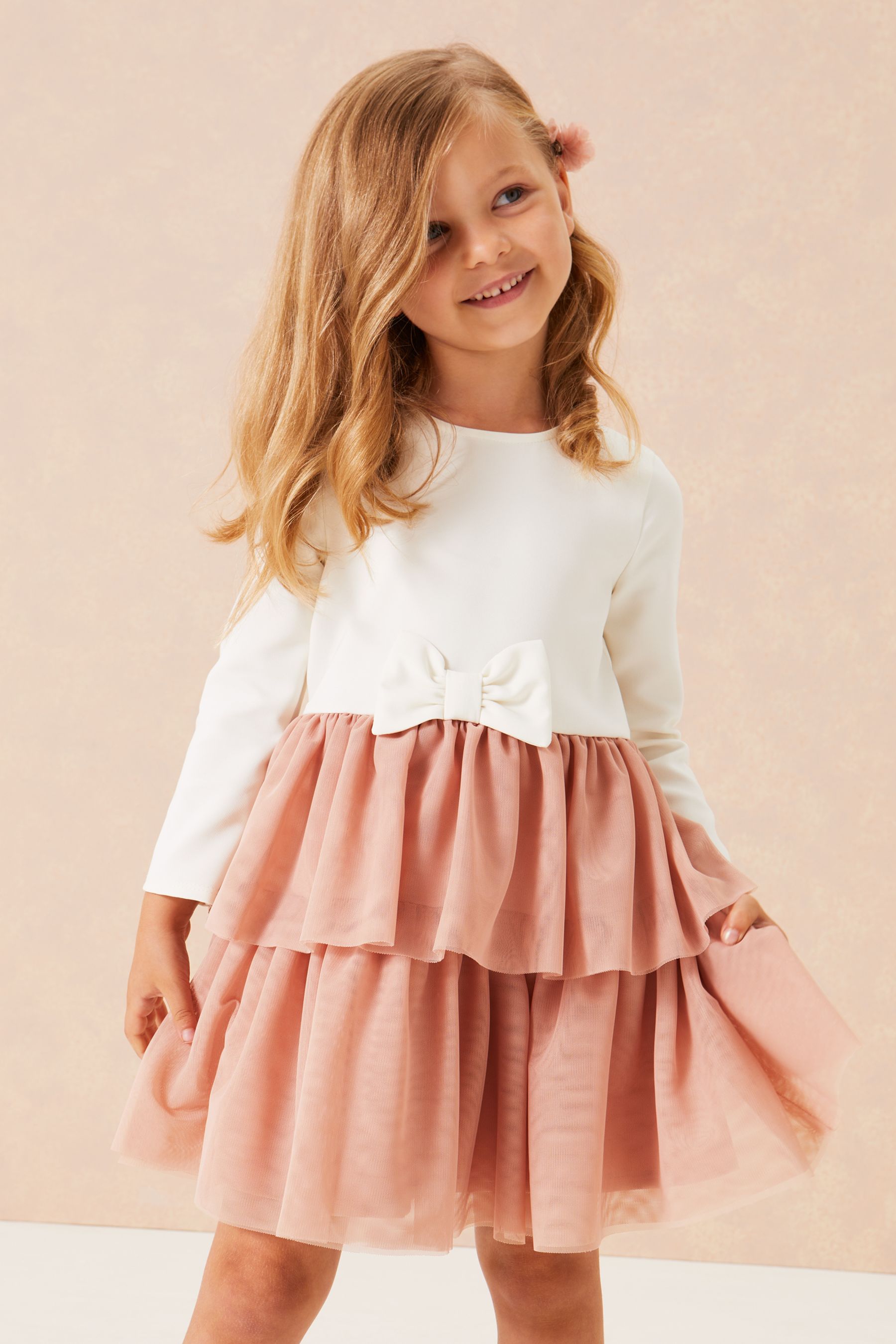 White Lipsy Mini Long Sleeve Tutu Tulle Dress