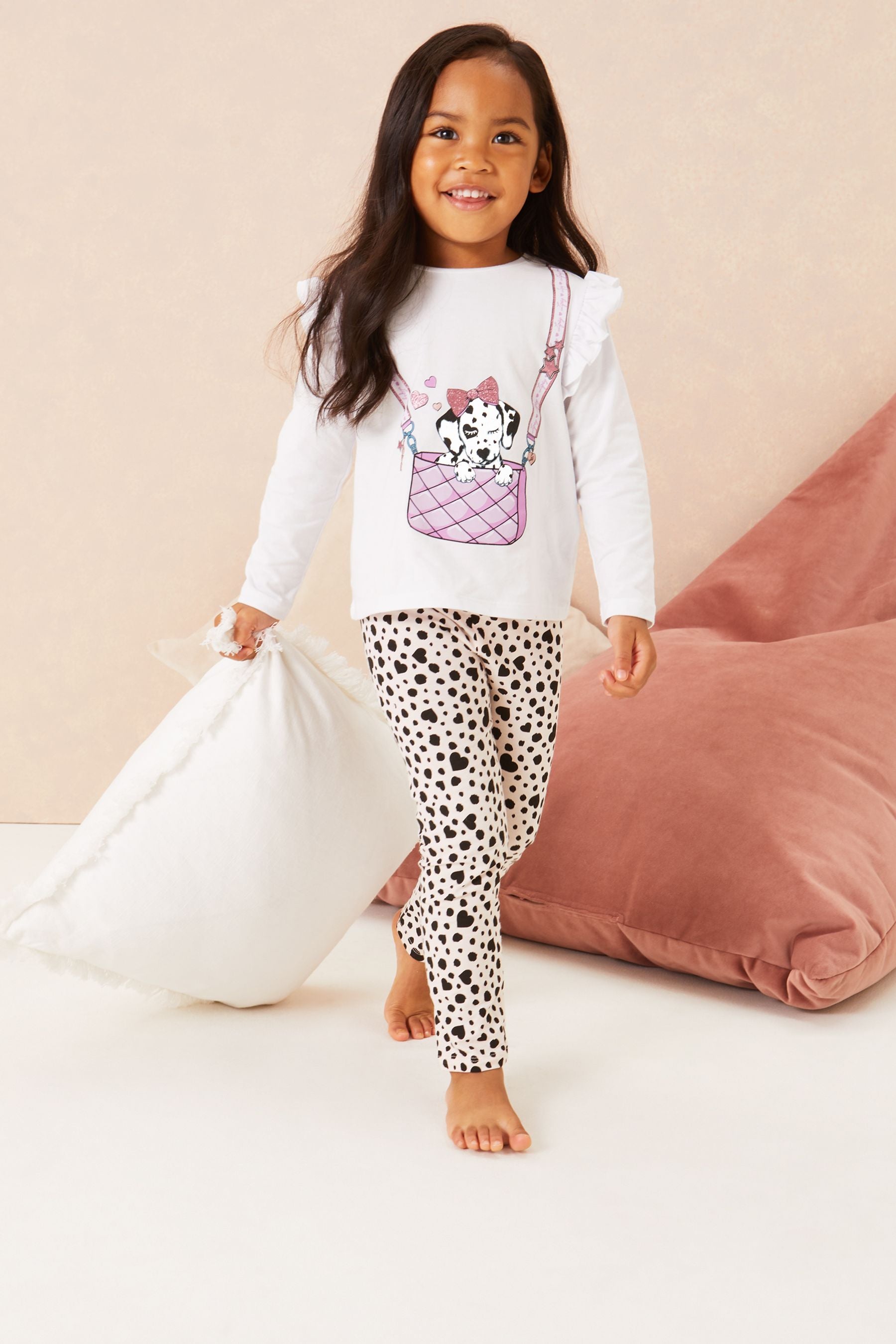 White Lipsy Mini Long Sleeve Jersey Pyjamas