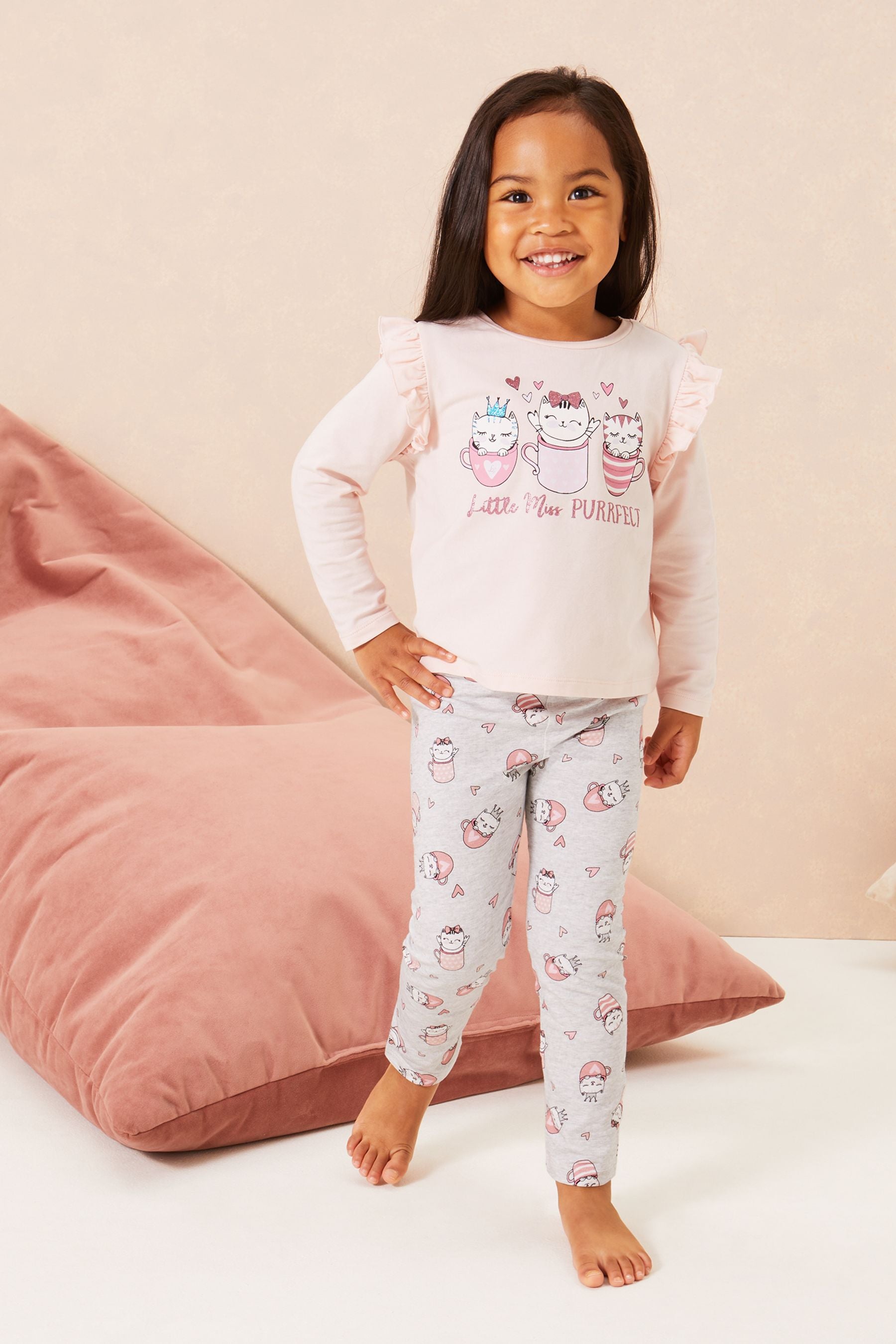 Pink Lipsy Mini Long Sleeve Jersey Pyjamas