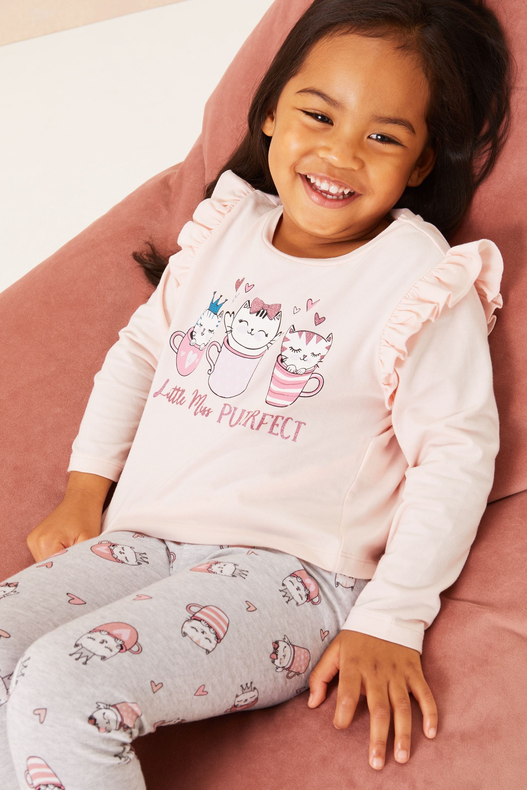 Pink Lipsy Mini Long Sleeve Jersey Pyjamas