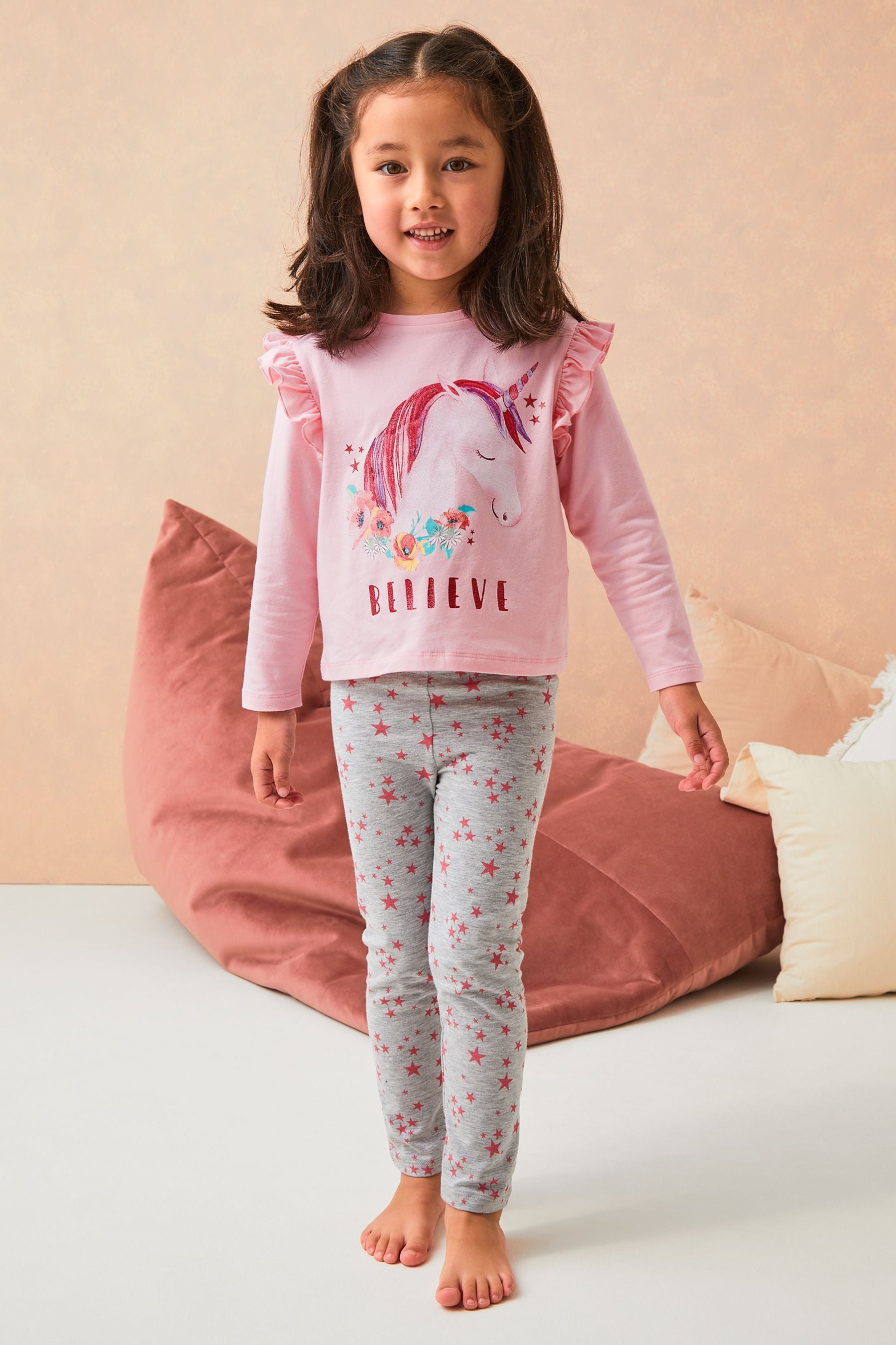 Pink Star Lipsy Mini Long Sleeve Jersey Pyjamas