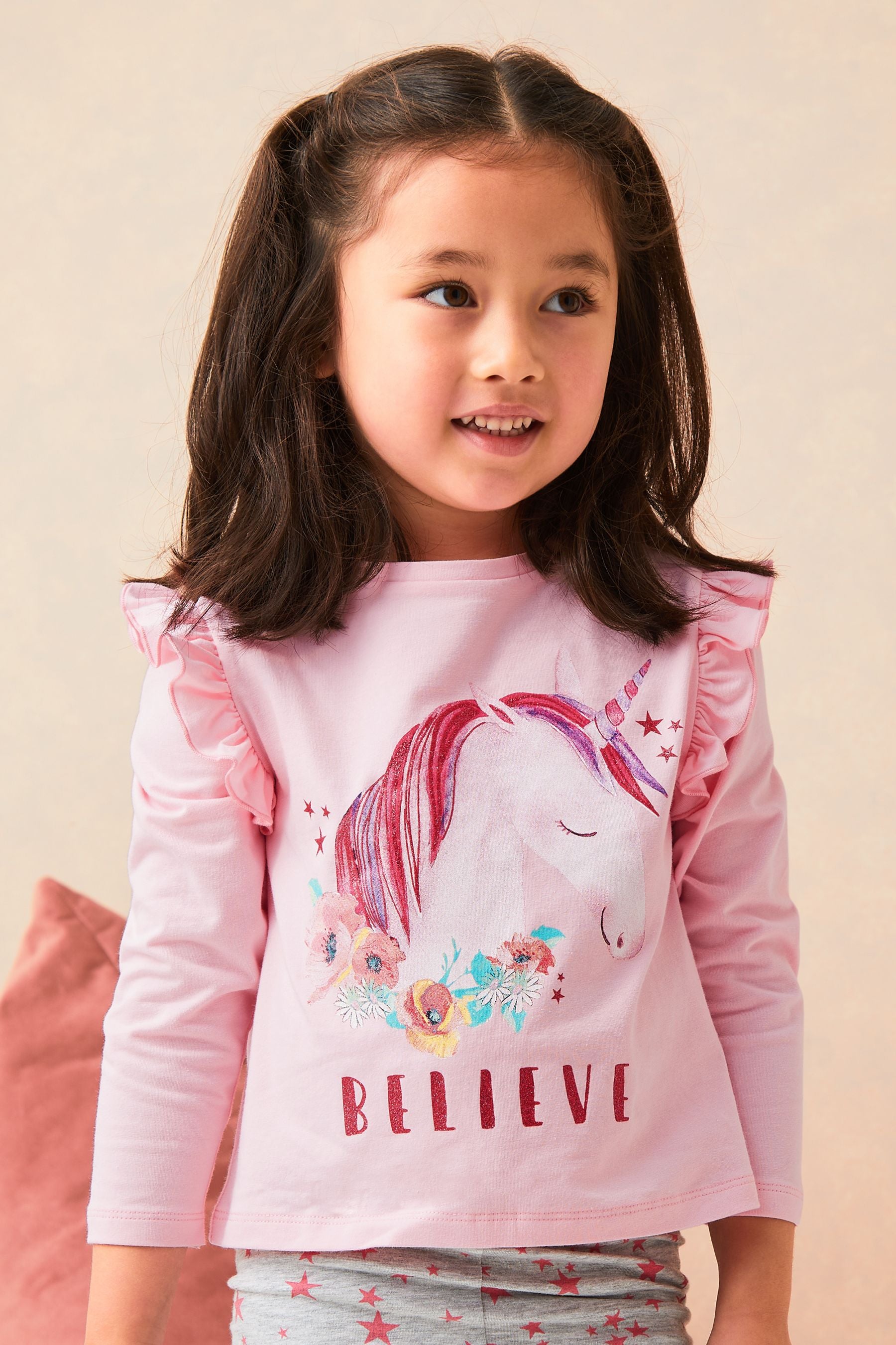 Pink Star Lipsy Mini Long Sleeve Jersey Pyjamas