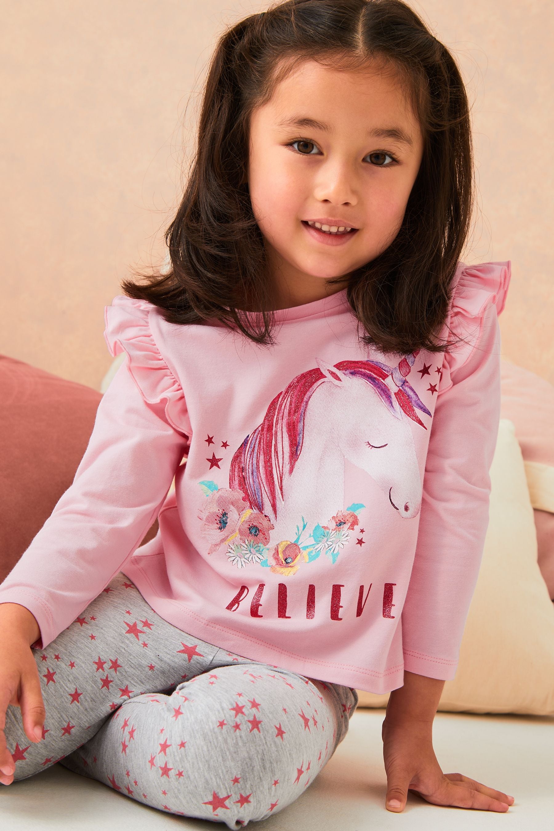 Pink Star Lipsy Mini Long Sleeve Jersey Pyjamas