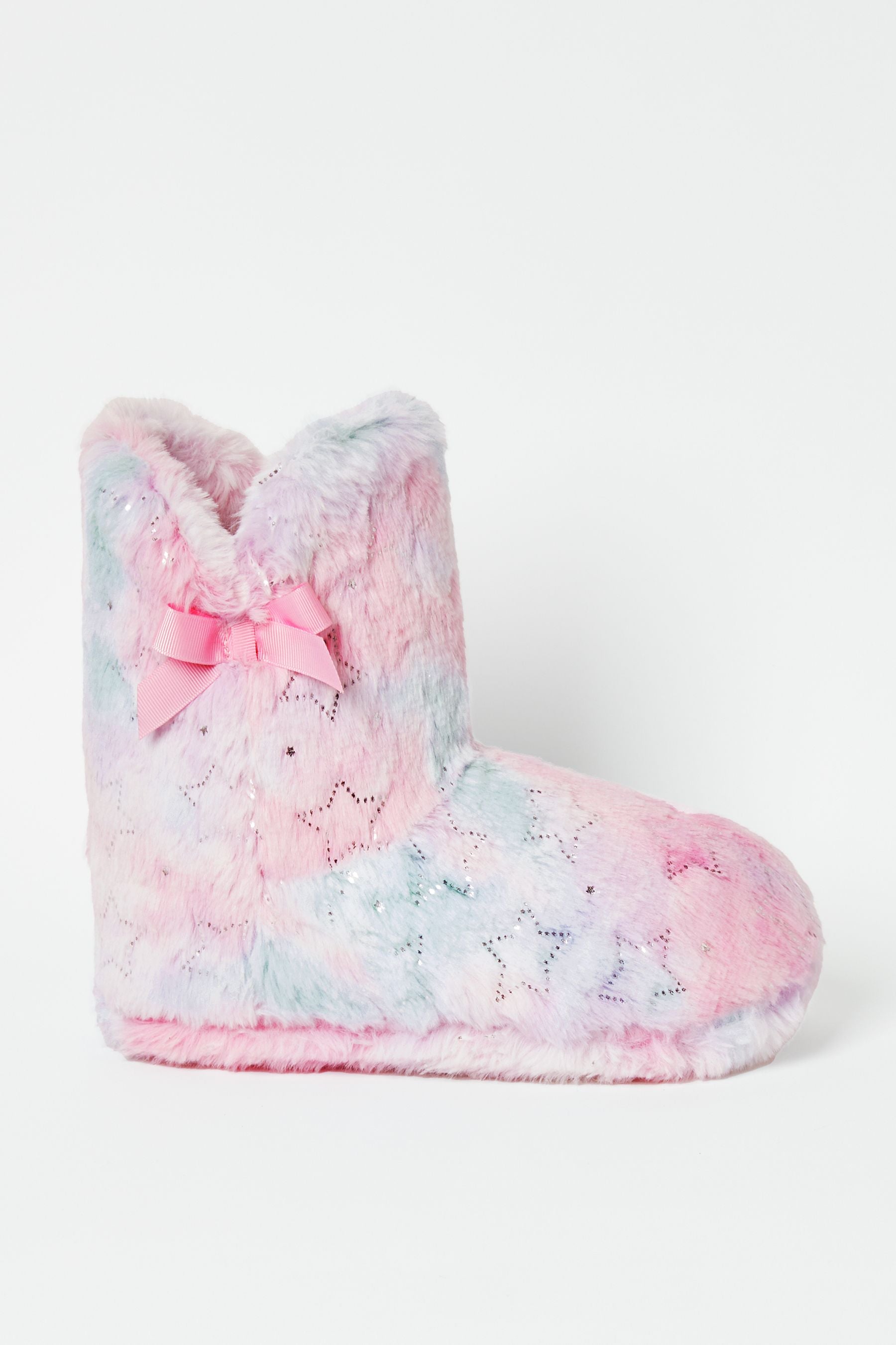 Pink Star Lipsy Heart Faux Fur Pom Bootie