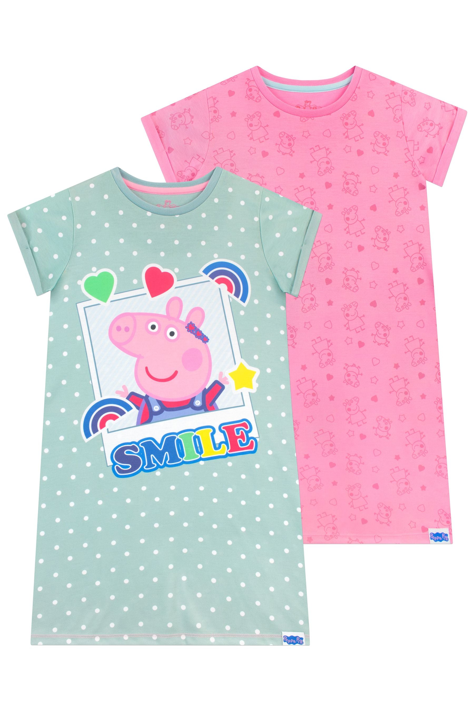 Character Pink Peppa Pig 2 Pack Nightdresses