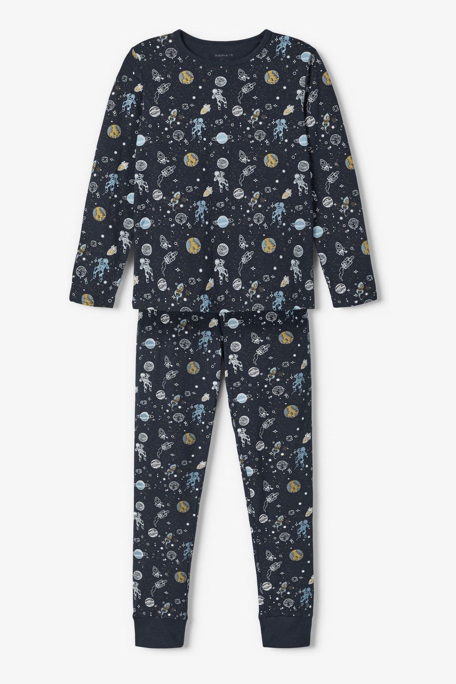 Name It Navy Space Print Long Sleeve Pyjama Set