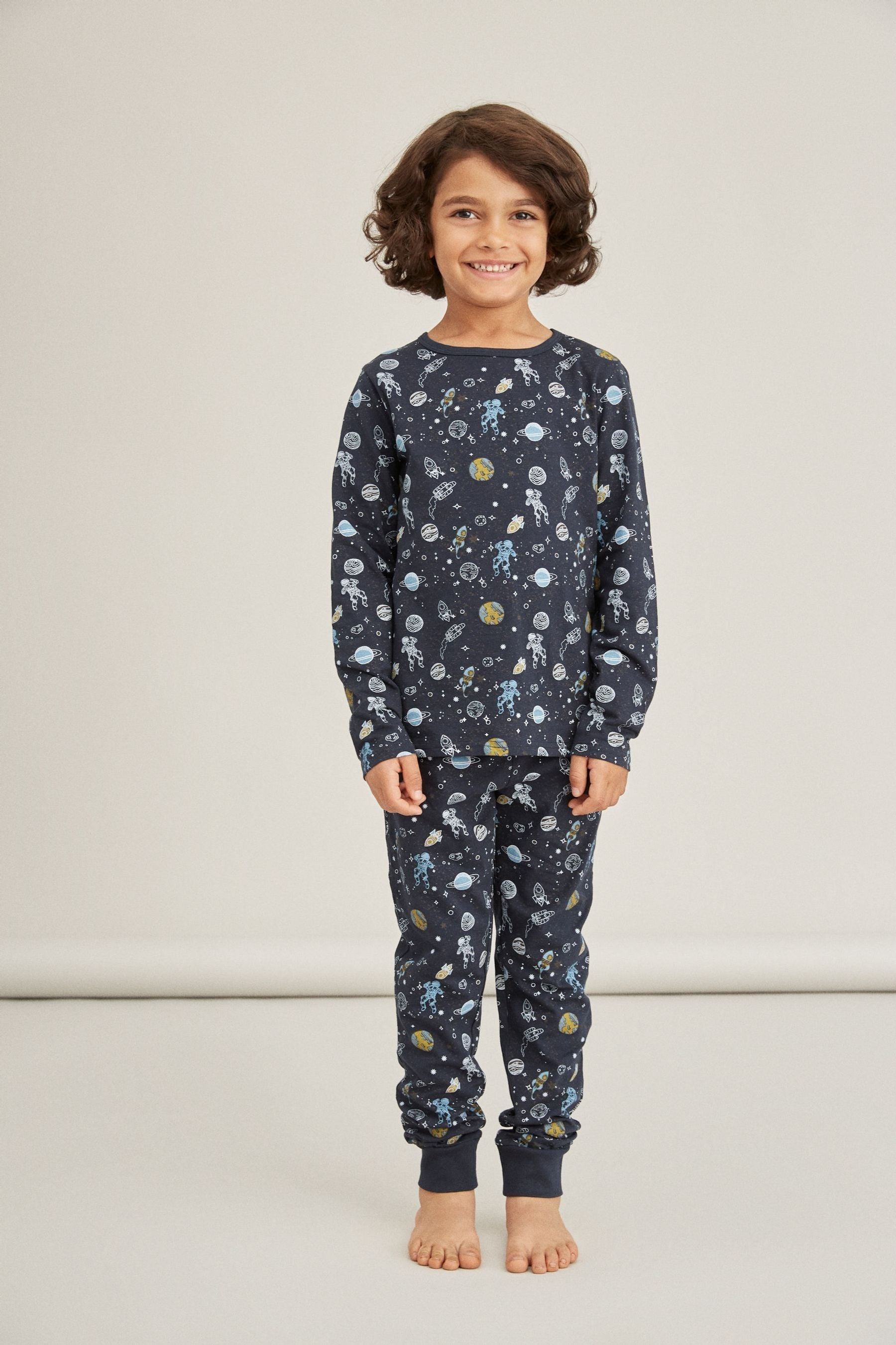 Name It Navy Space Print Long Sleeve Pyjama Set