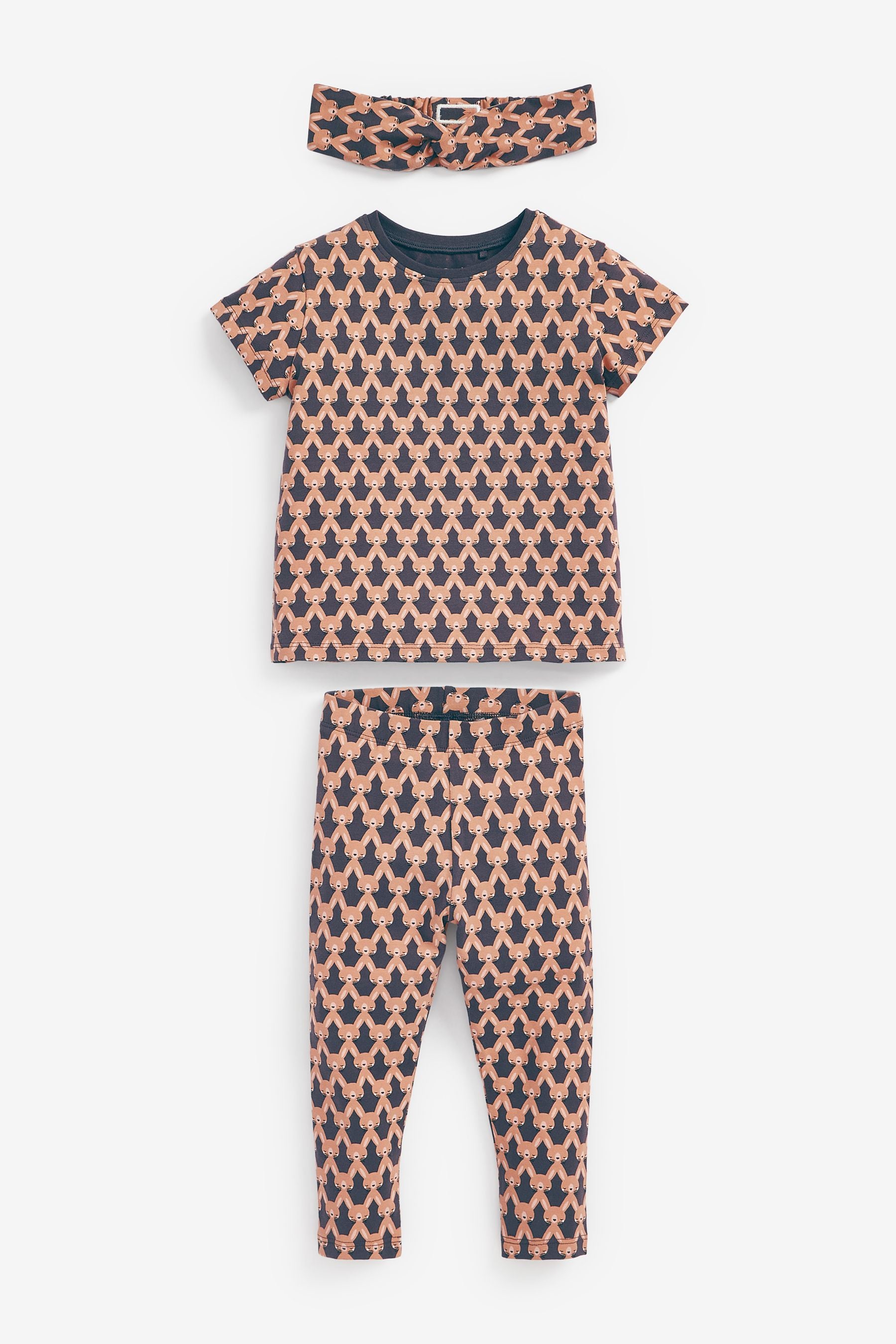 Black/Brown Bunny T-Shirt, Leggings & Headband Set (3mths-7yrs)