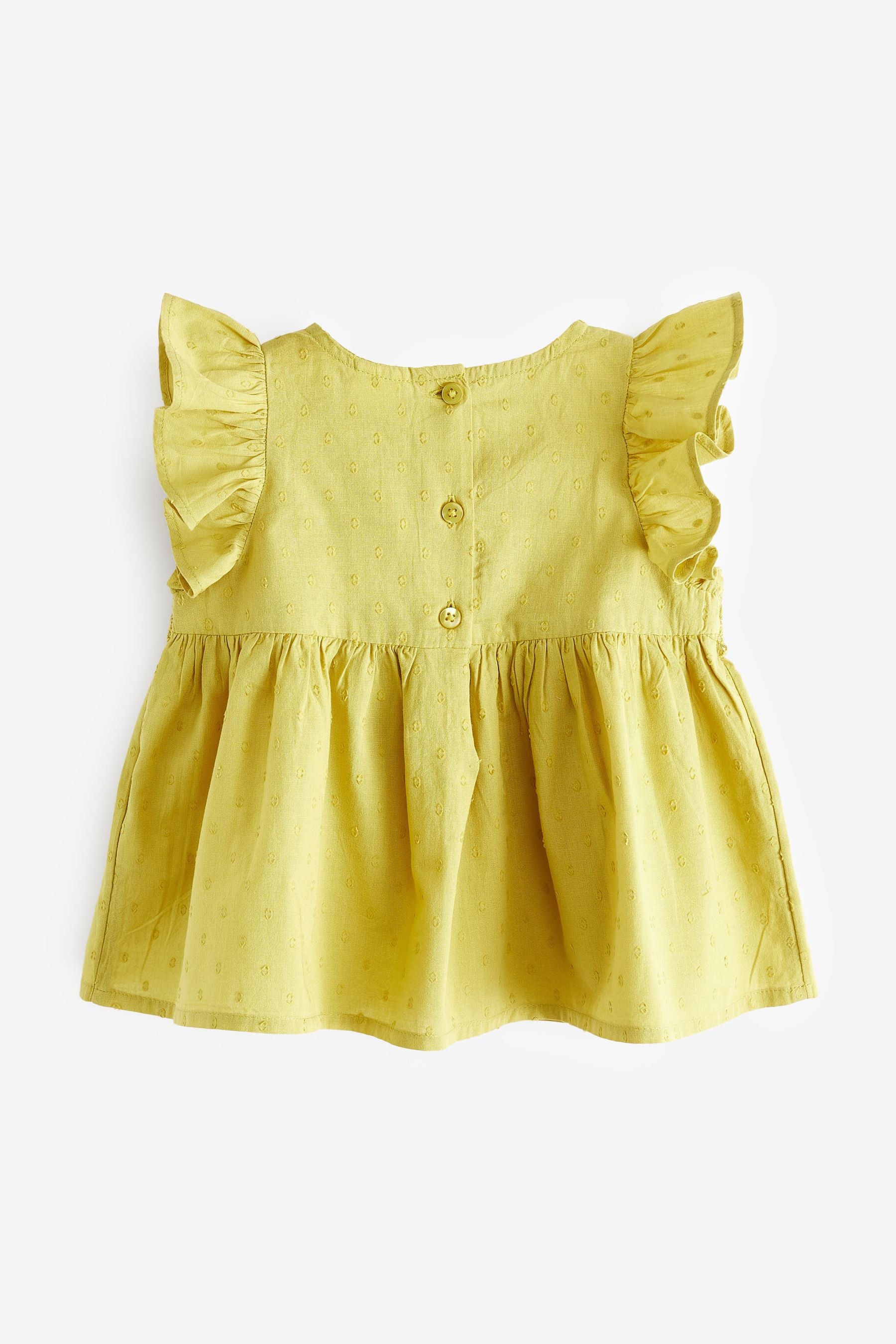 Chartreuse Green Lace Trim Cotton Blouse (3mths-7yrs)