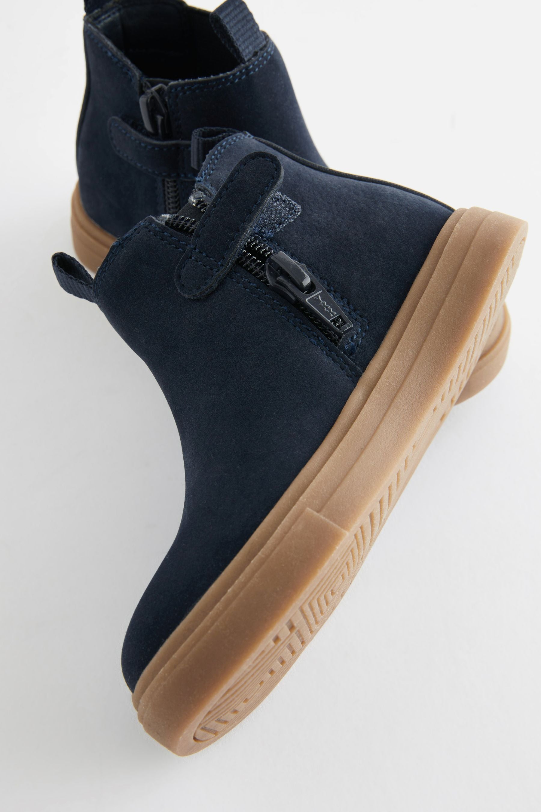 Navy Blue Chelsea Boots with Zip Fastening