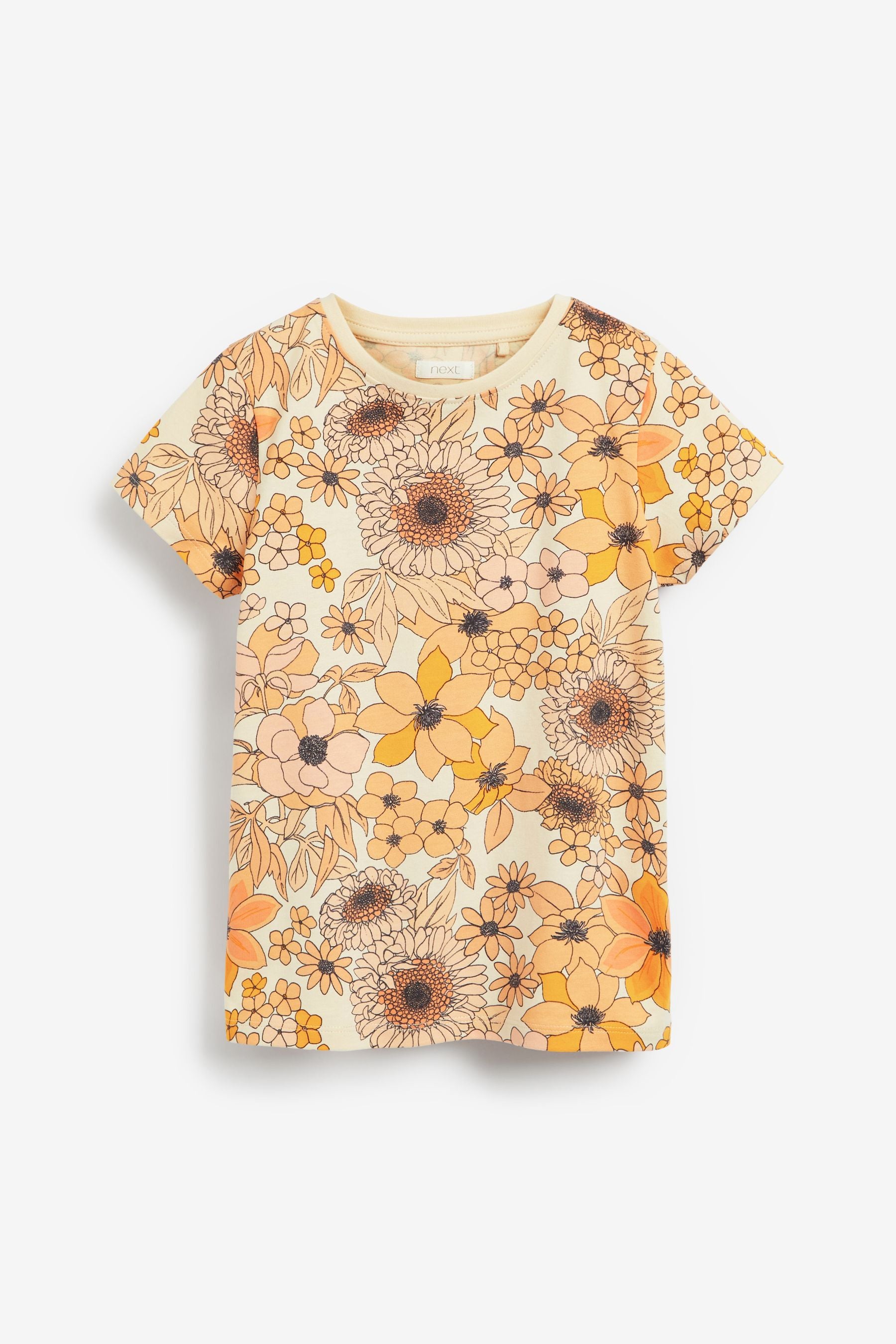 Ochre Yellow 3 Pack Embroidered Floral Short Sleeve T-Shirts (3-16yrs)