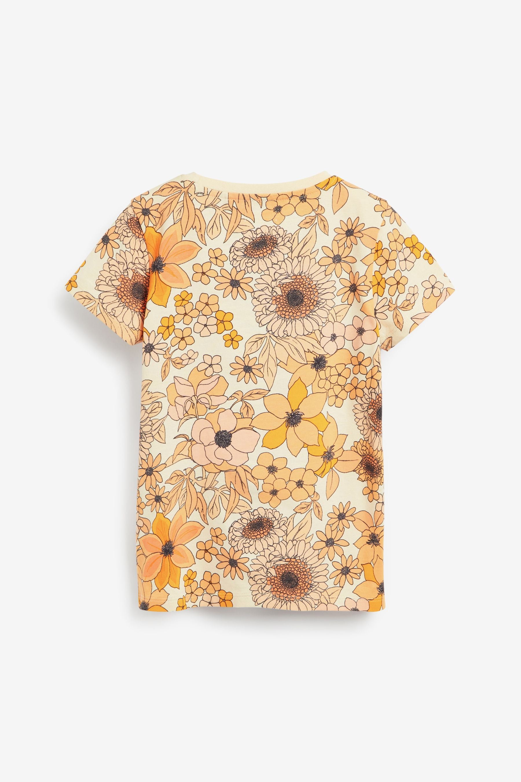 Ochre Yellow 3 Pack Embroidered Floral Short Sleeve T-Shirts (3-16yrs)