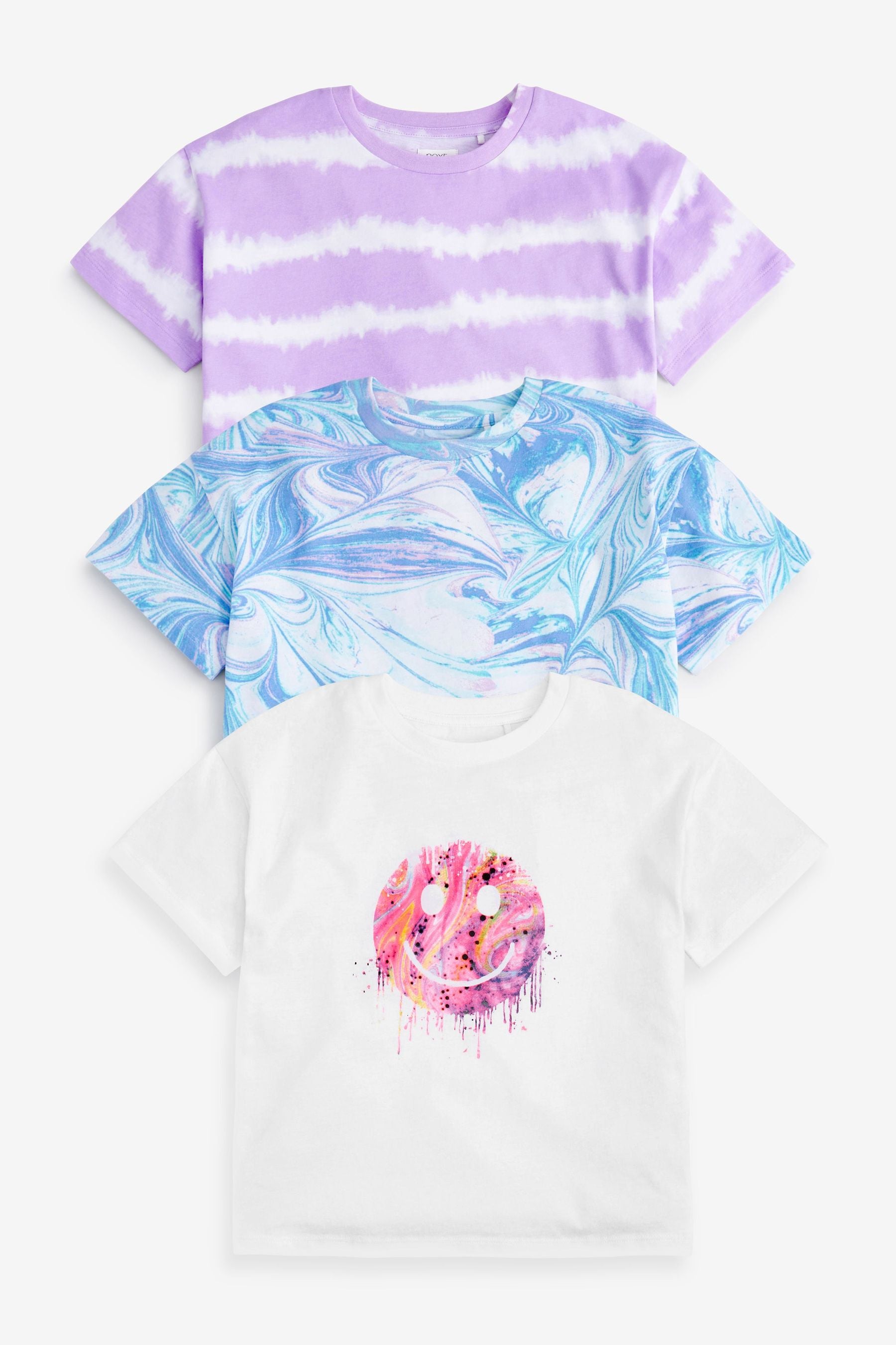 Lilac Purple 3 Pack Marble T-Shirts (3-16yrs)