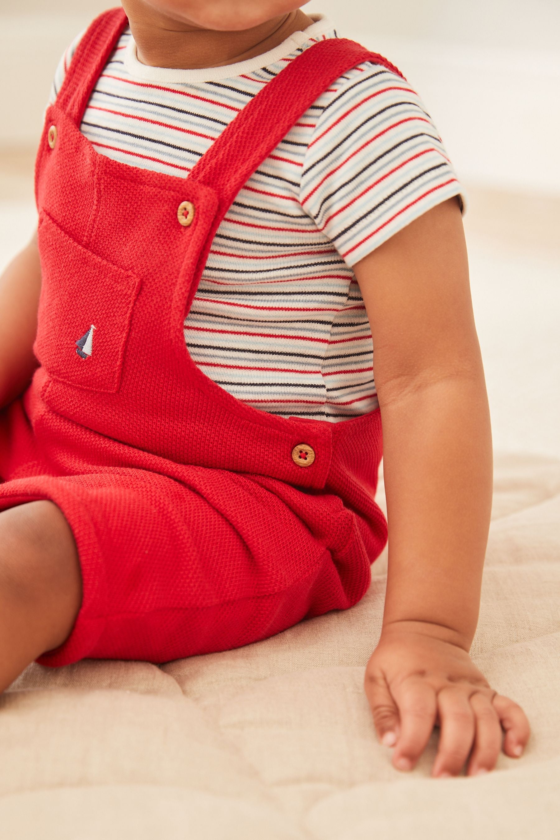 Red Boat Baby Jersey Short Leg Dungarees (0mths-2yrs)