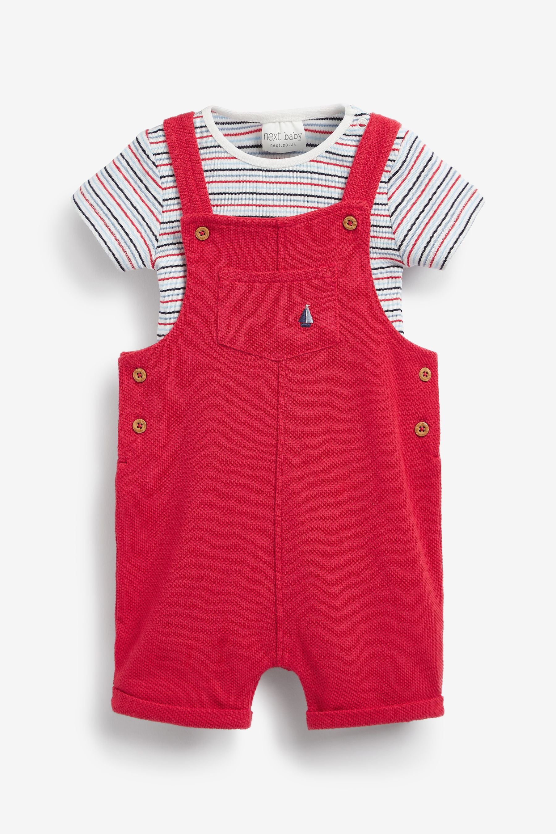 Red Boat Baby Jersey Short Leg Dungarees (0mths-2yrs)