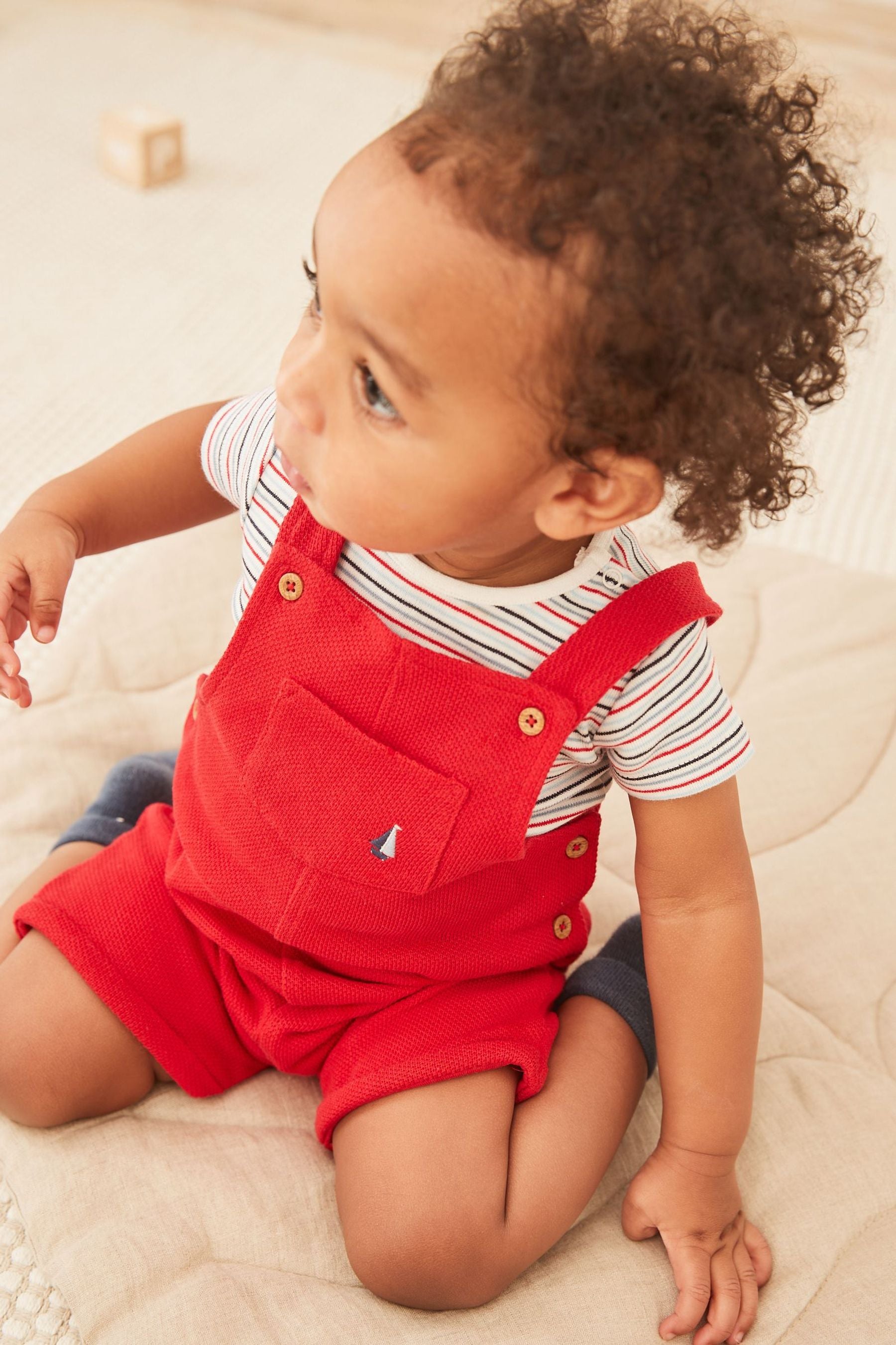 Red Boat Baby Jersey Short Leg Dungarees (0mths-2yrs)