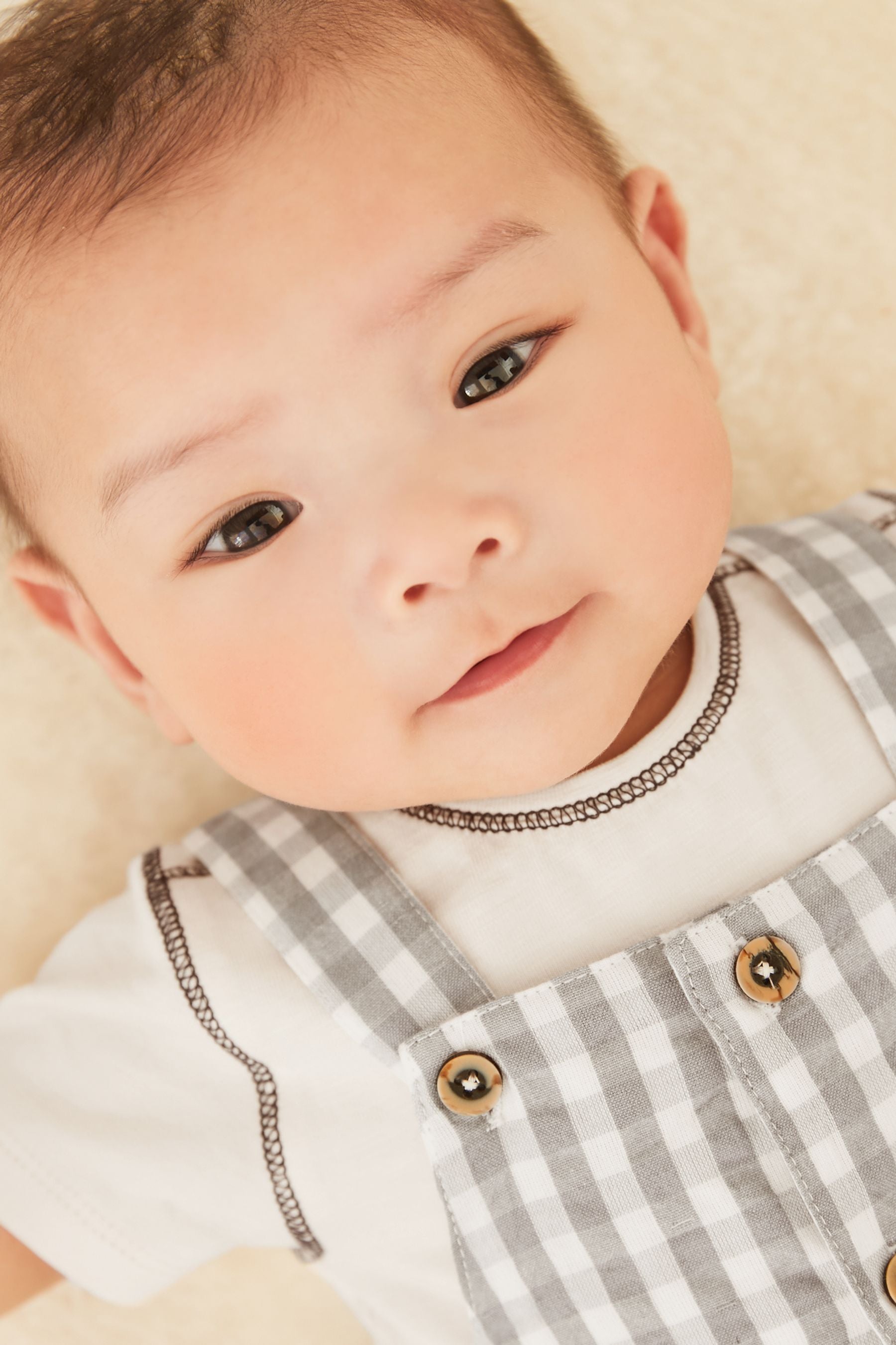 Grey/White Baby Checked Dungaree and Bodysuit Set (0mths-2yrs)