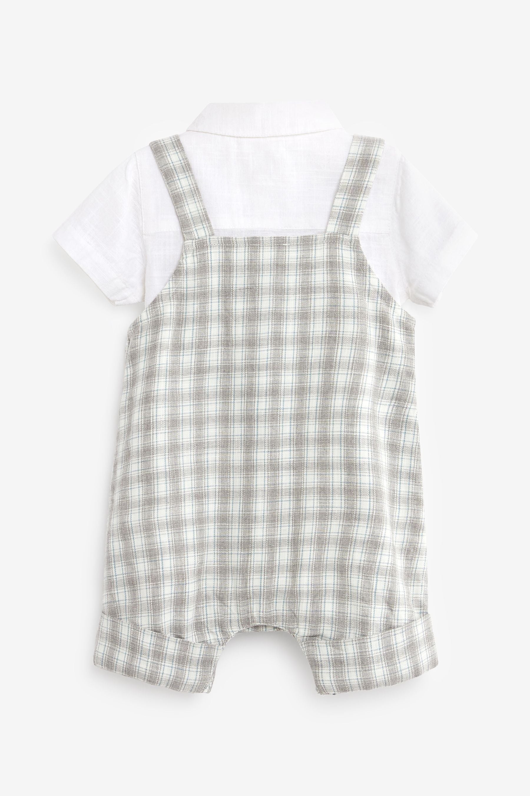 Grey/White Baby Checked Dungaree and Bodysuit Set (0mths-2yrs)