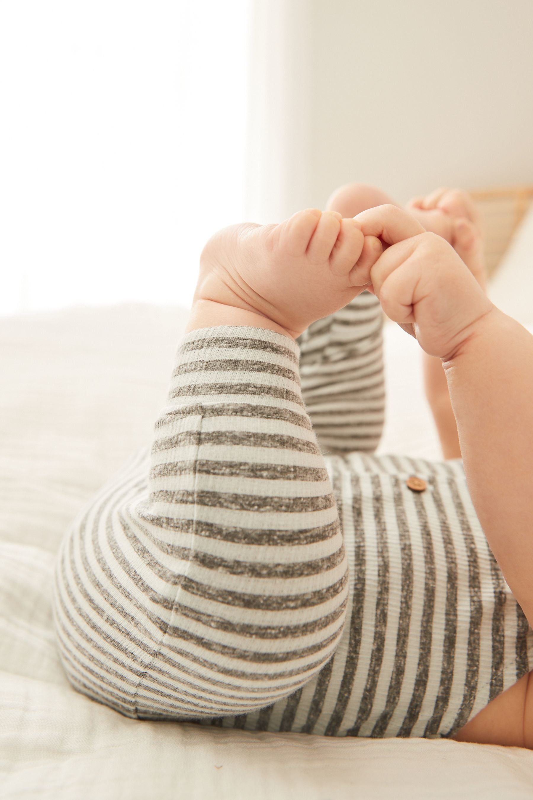 Grey Baby Stripe Romper (0mths-2yrs)