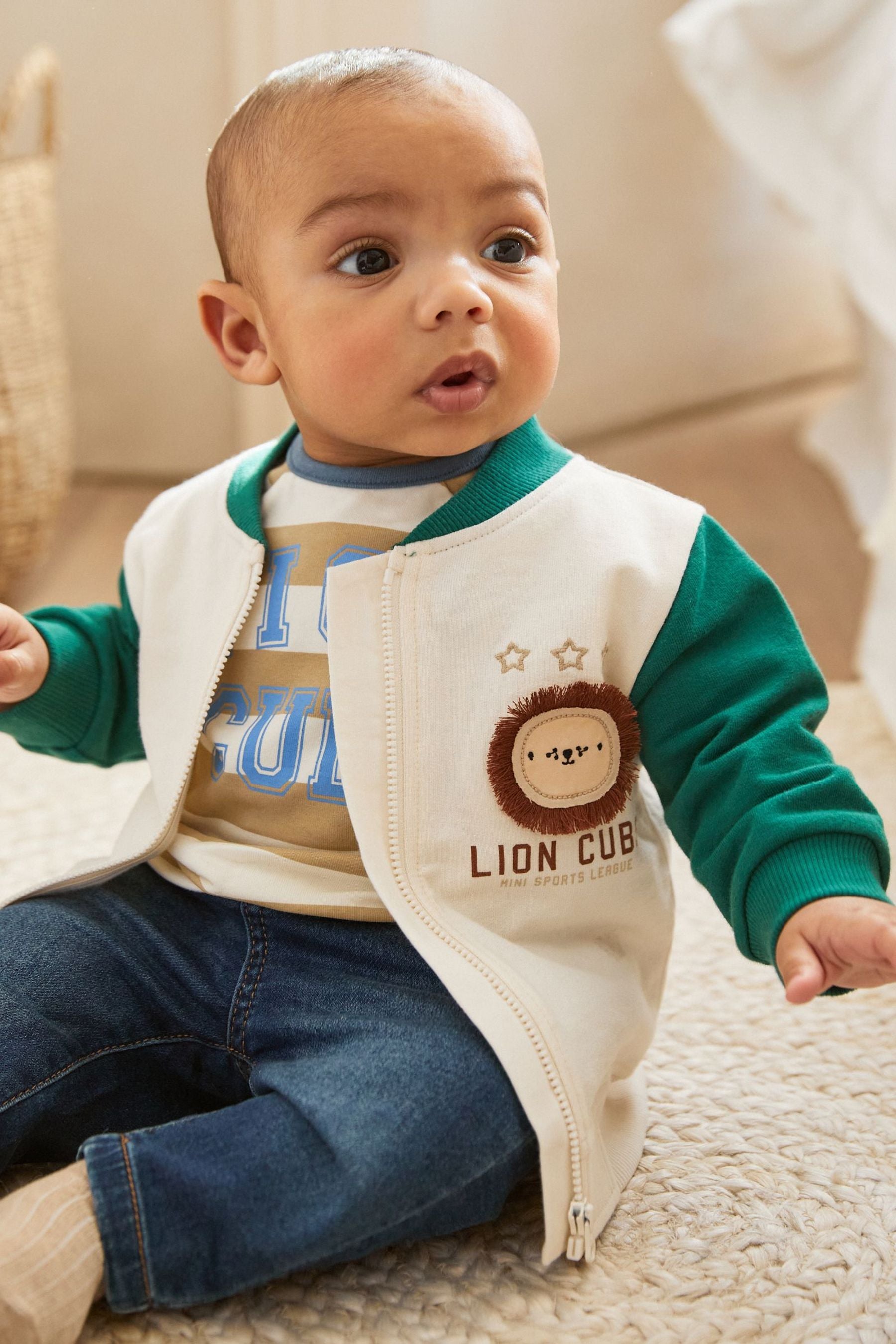 Cream Baby Varsity Jersey Jacket (0mths-2yrs)