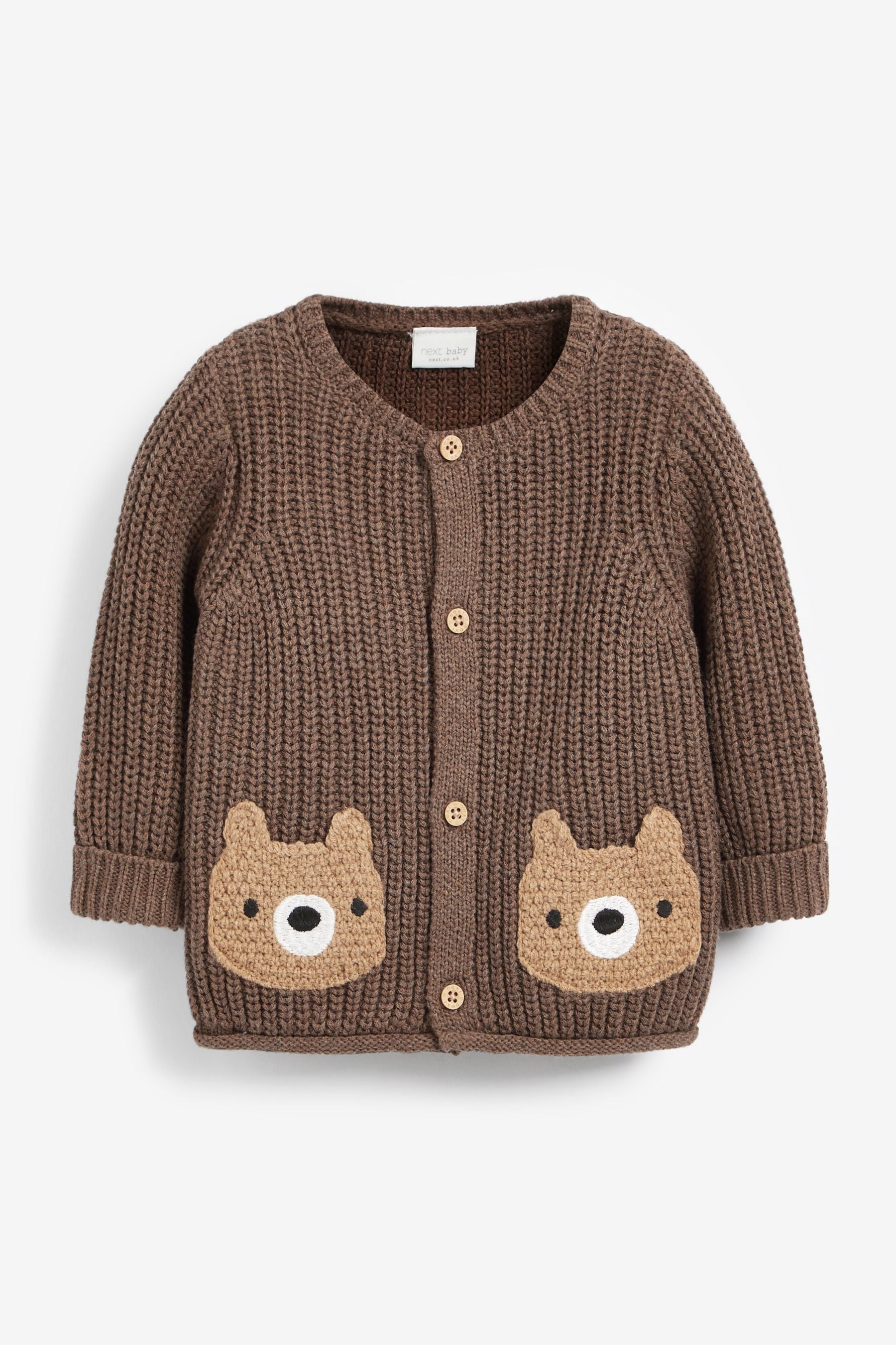 Brown Baby Bear Knit Cardigan (0mths-2yrs)