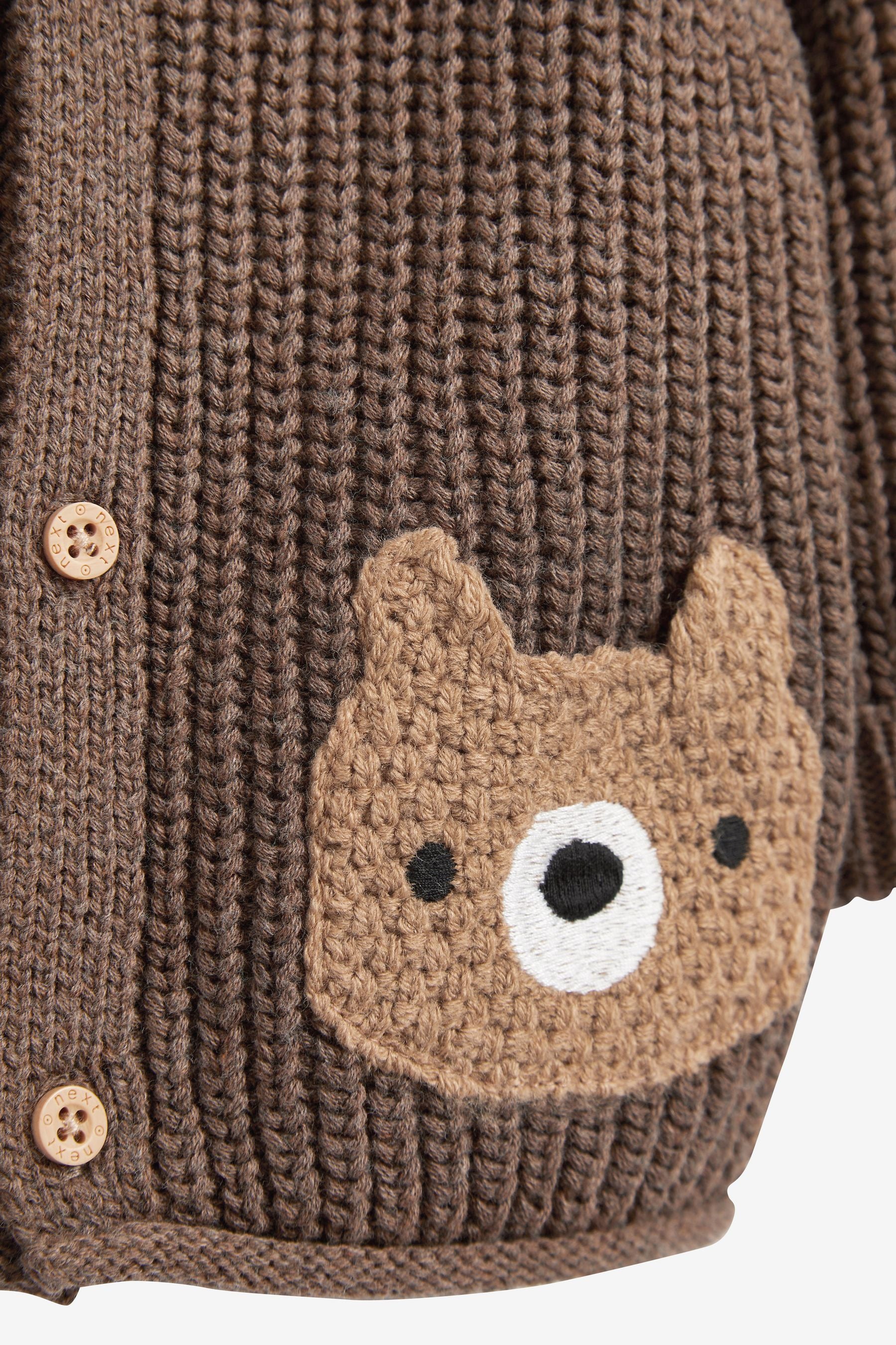 Brown Baby Bear Knit Cardigan (0mths-2yrs)