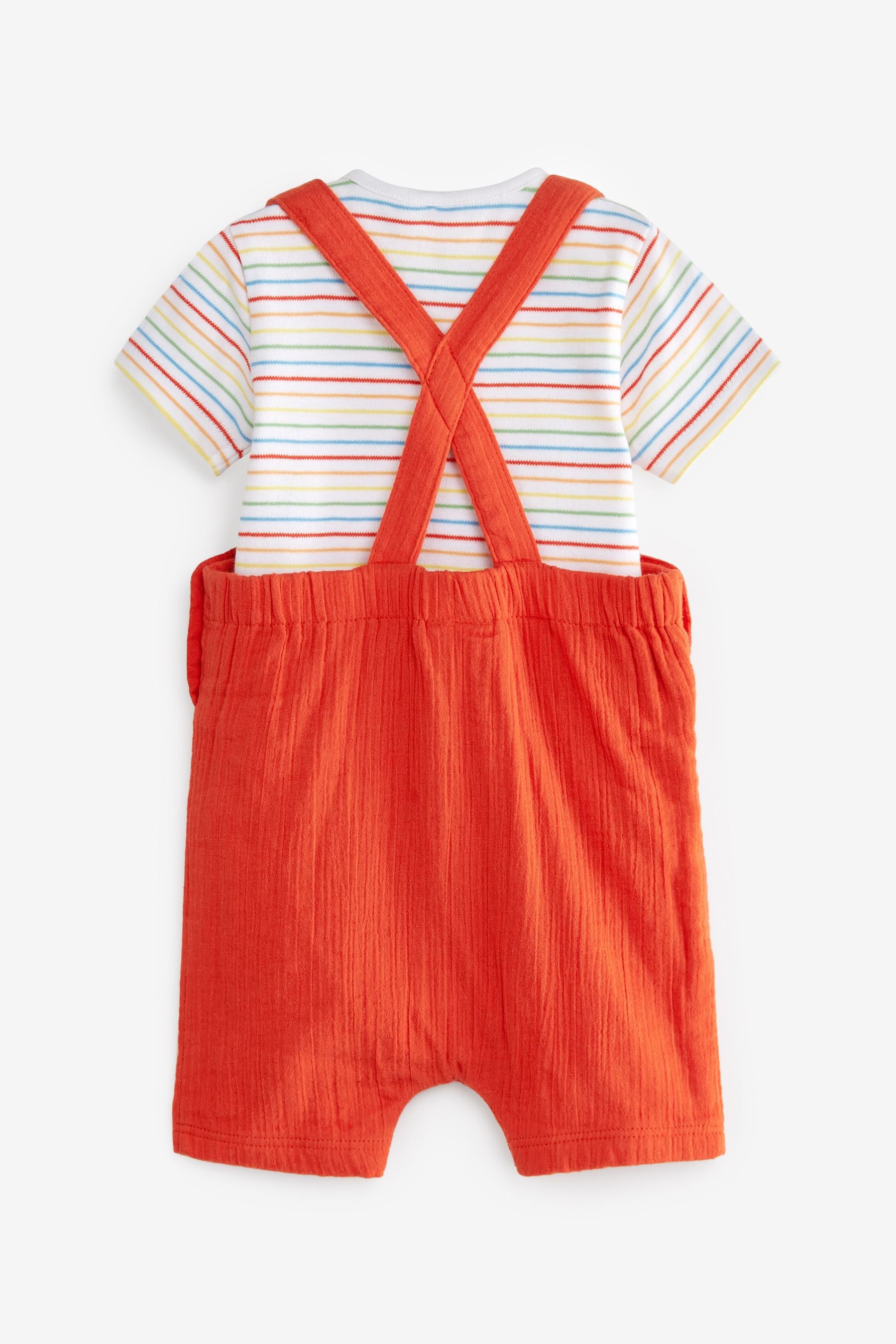 Red Baby 2 Piece Crinkle Dungarees And Bodysuit Set (0mths-2yrs)