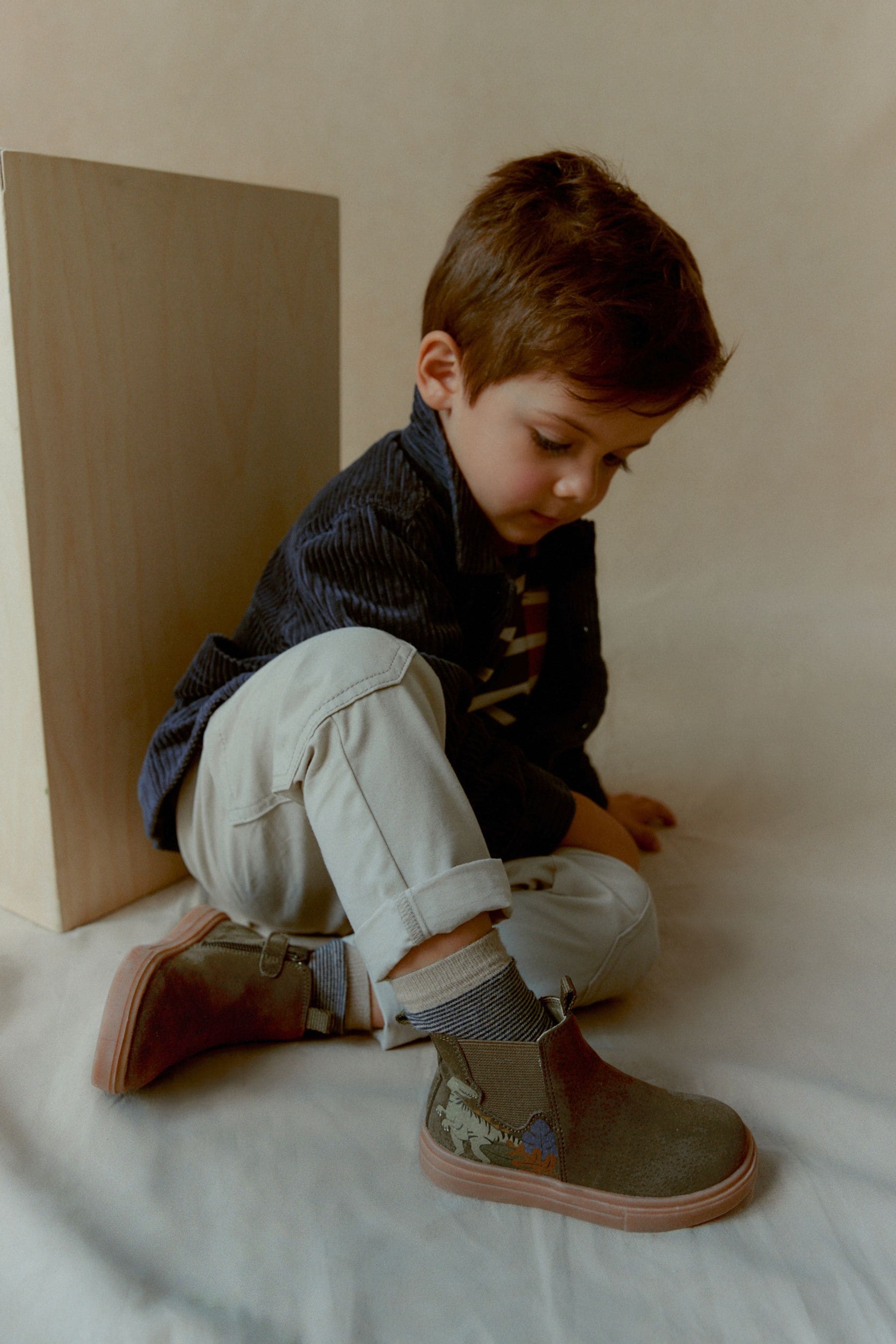 Khaki Green Dino Chelsea Boots with Zip Fastening