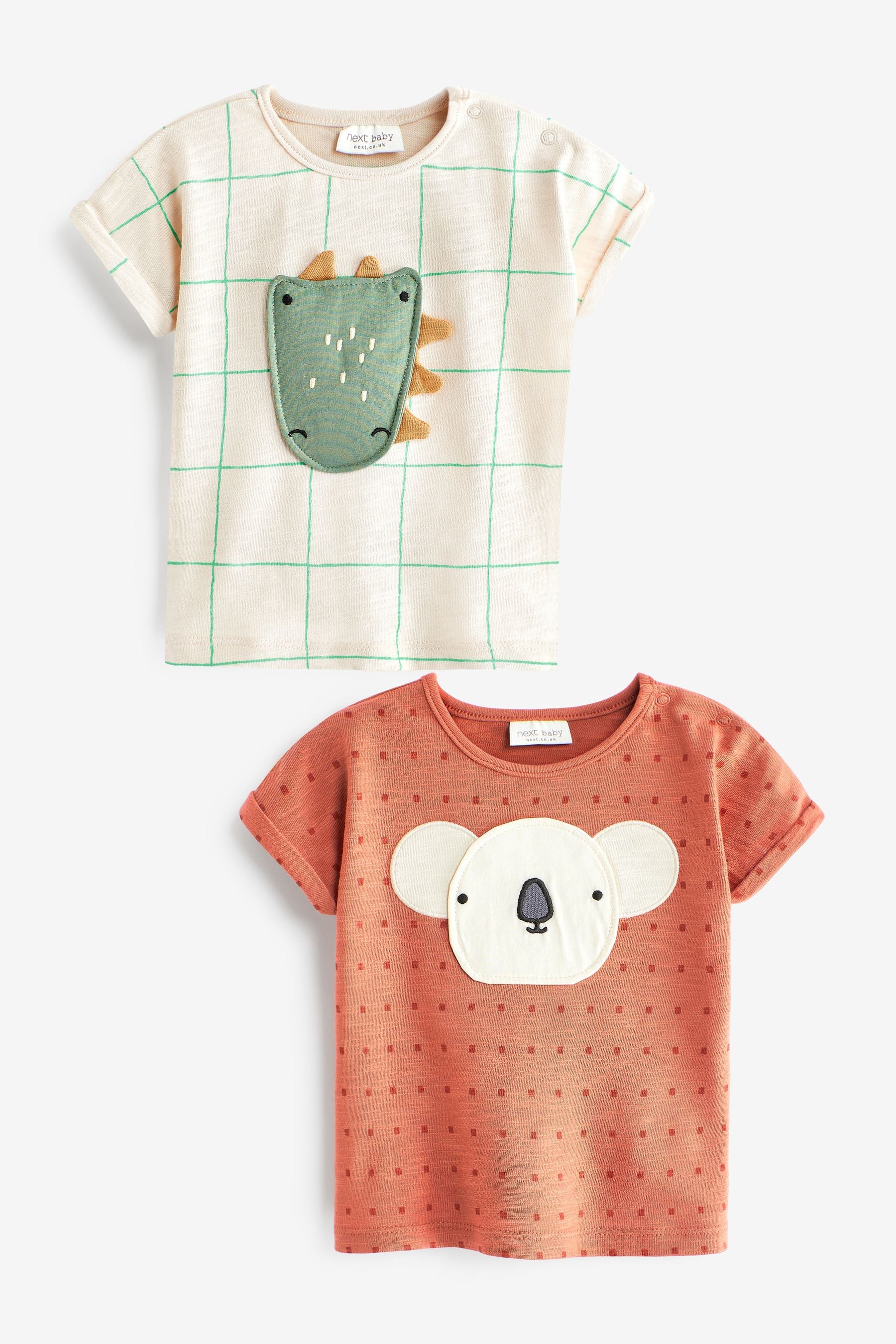 Rust Red & Cream 2 Pack Animal Baby Short Sleeved T-Shirts