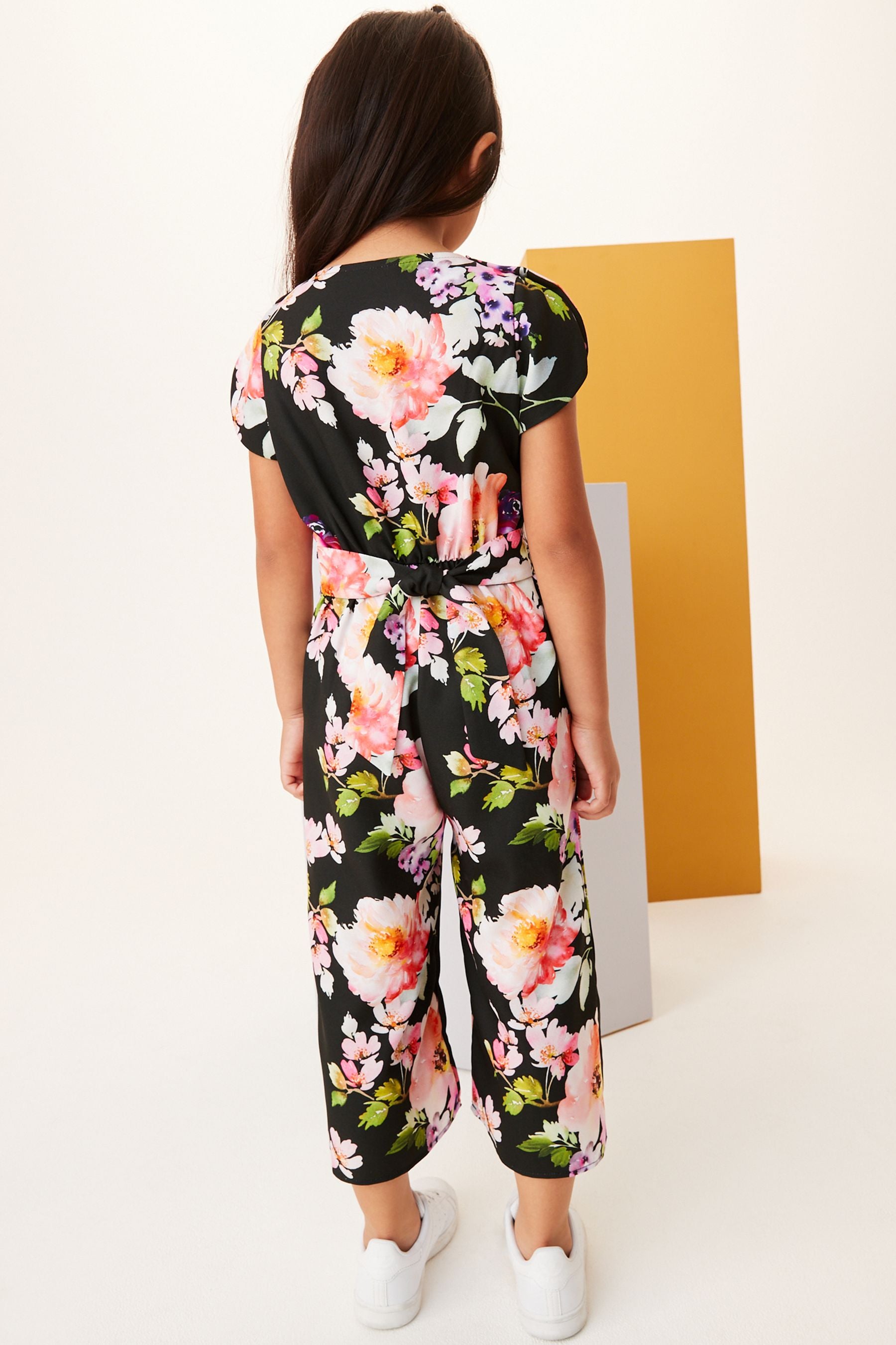 Black Floral Print Jumpsuit (3-16yrs)