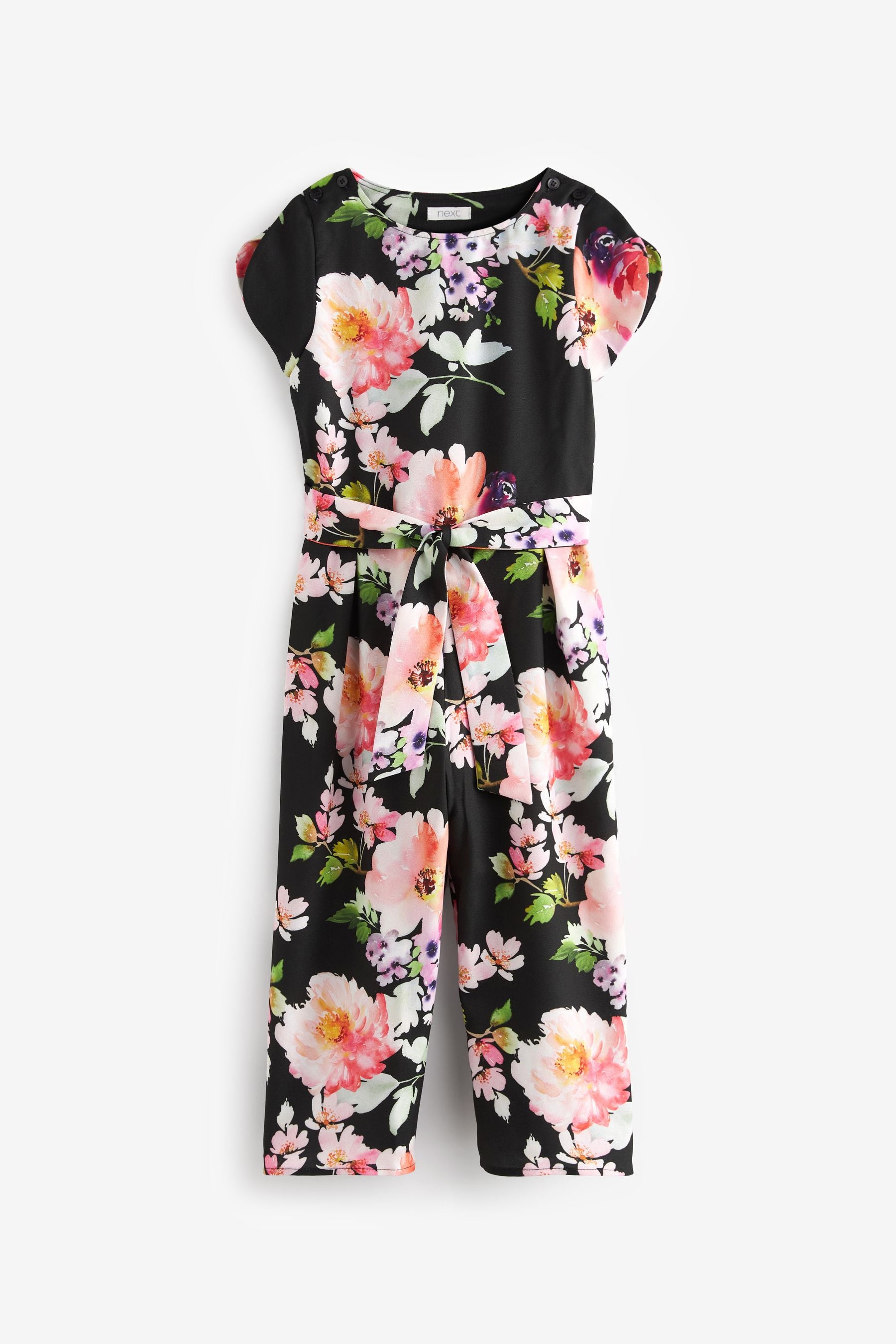 Black Floral Print Jumpsuit (3-16yrs)