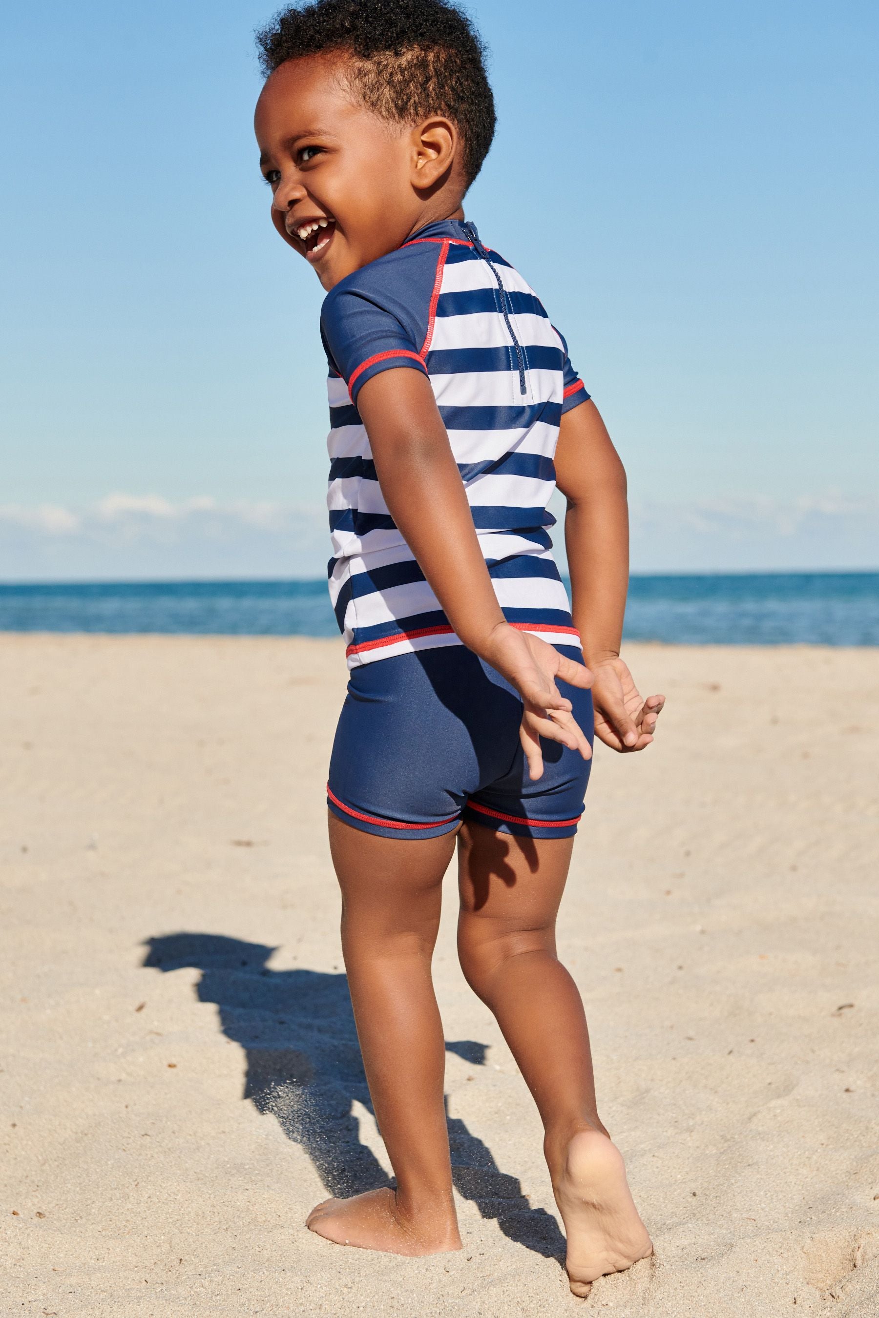 Short Sleeve Navy Stripe 2 Piece Sunsafe Top & Shorts Set (3mths-7yrs)