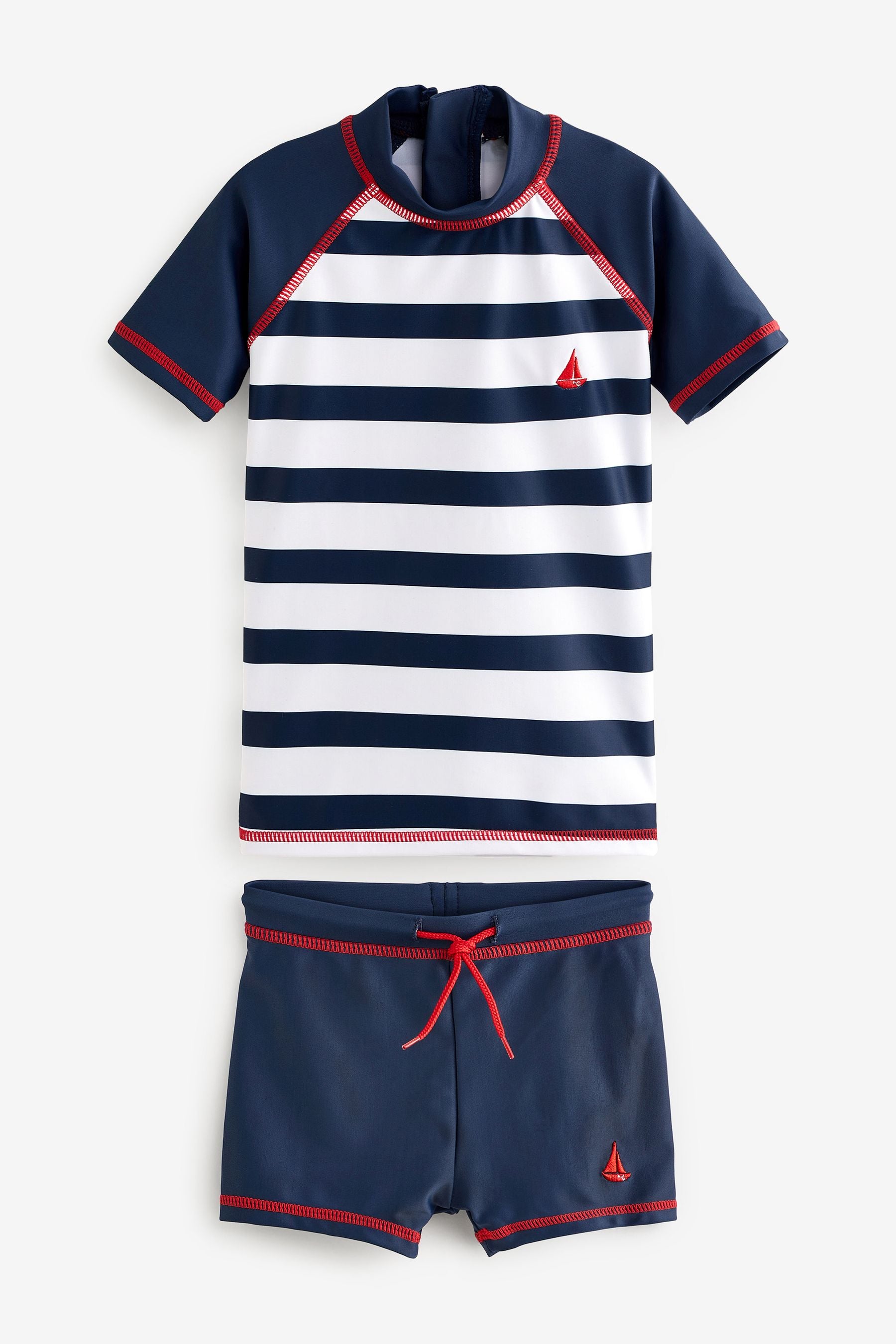 Short Sleeve Navy Stripe 2 Piece Sunsafe Top & Shorts Set (3mths-7yrs)