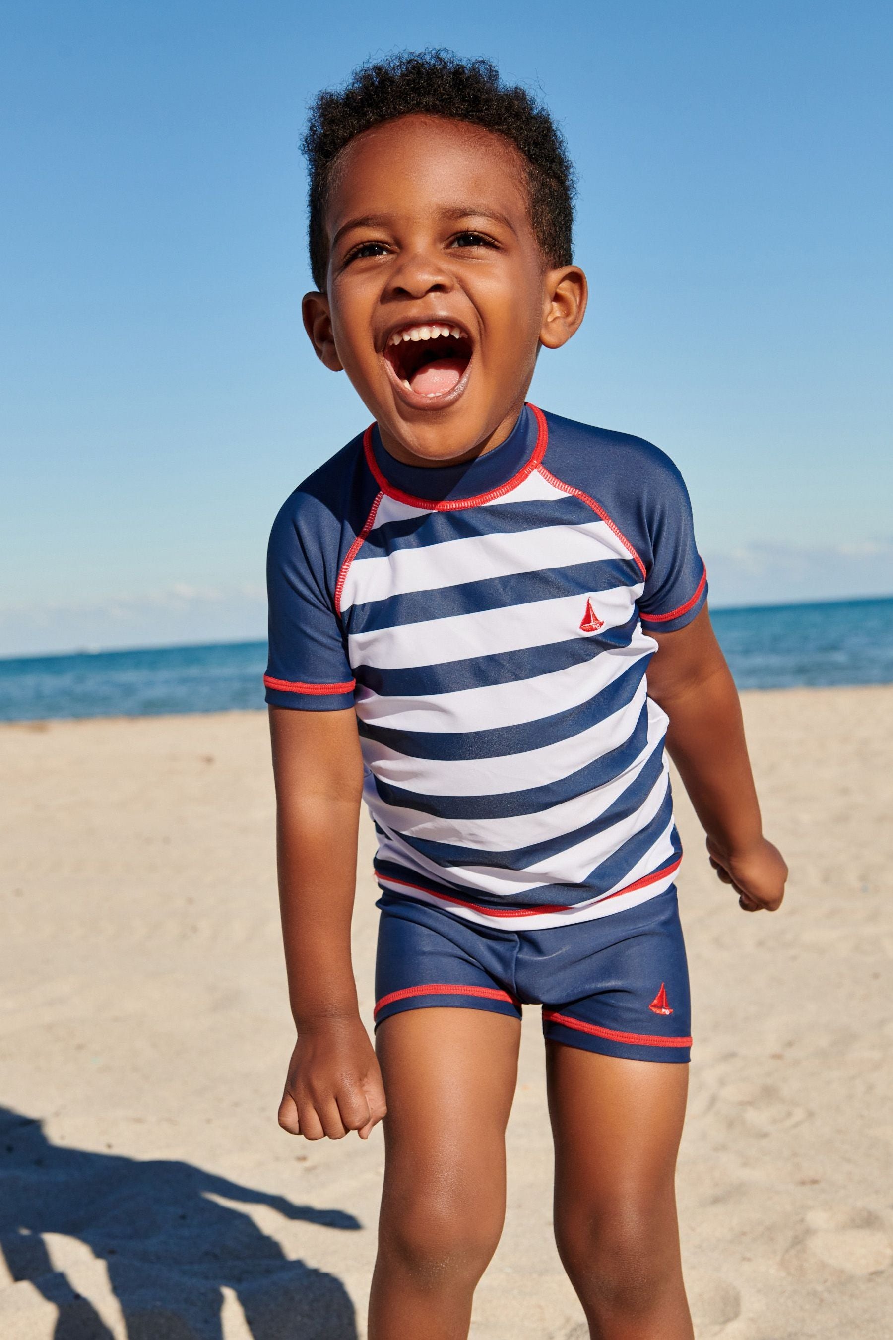 Short Sleeve Navy Stripe 2 Piece Sunsafe Top & Shorts Set (3mths-7yrs)