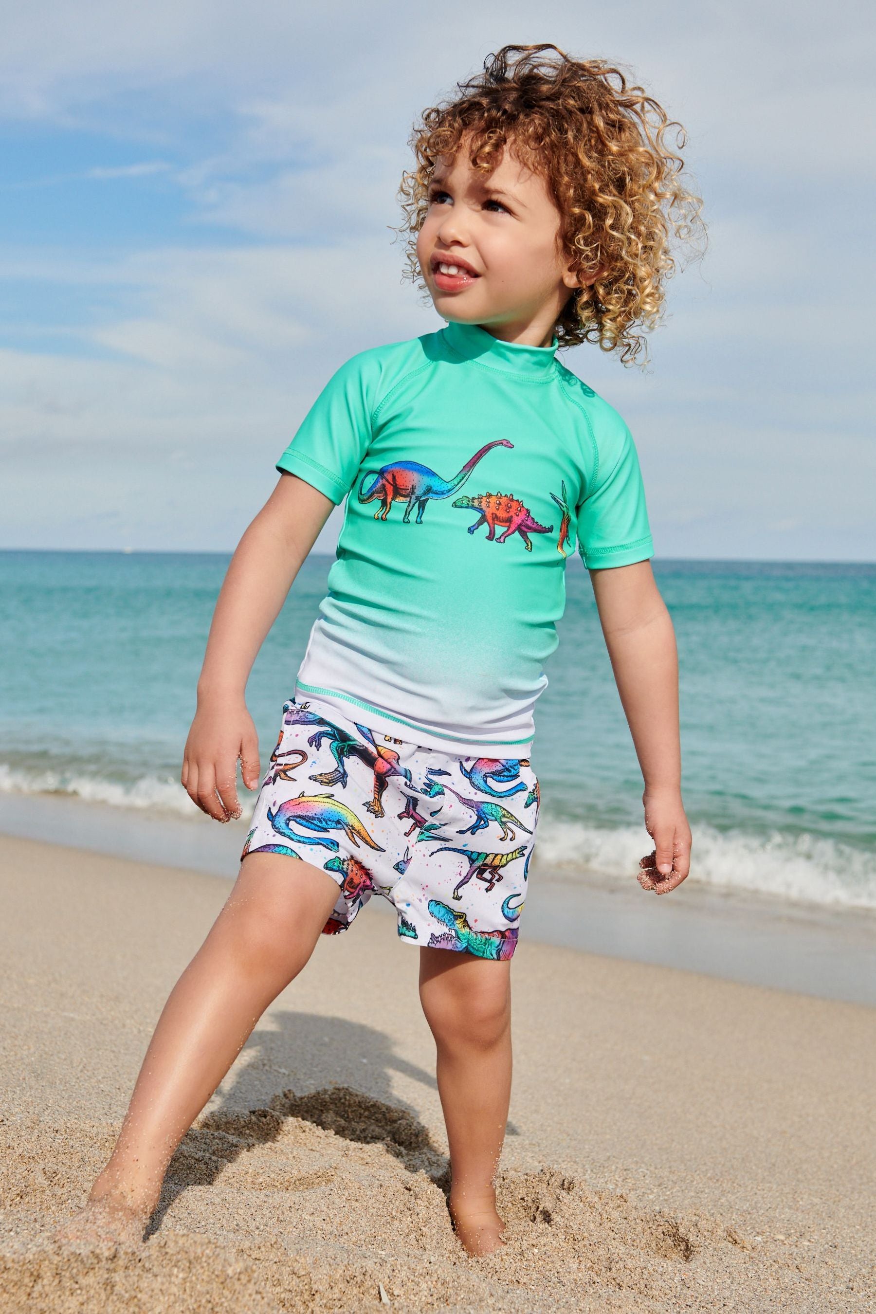 Spikey Splat Dinosaur 2 Piece Rash Vest And Shorts Set (3mths-7yrs)